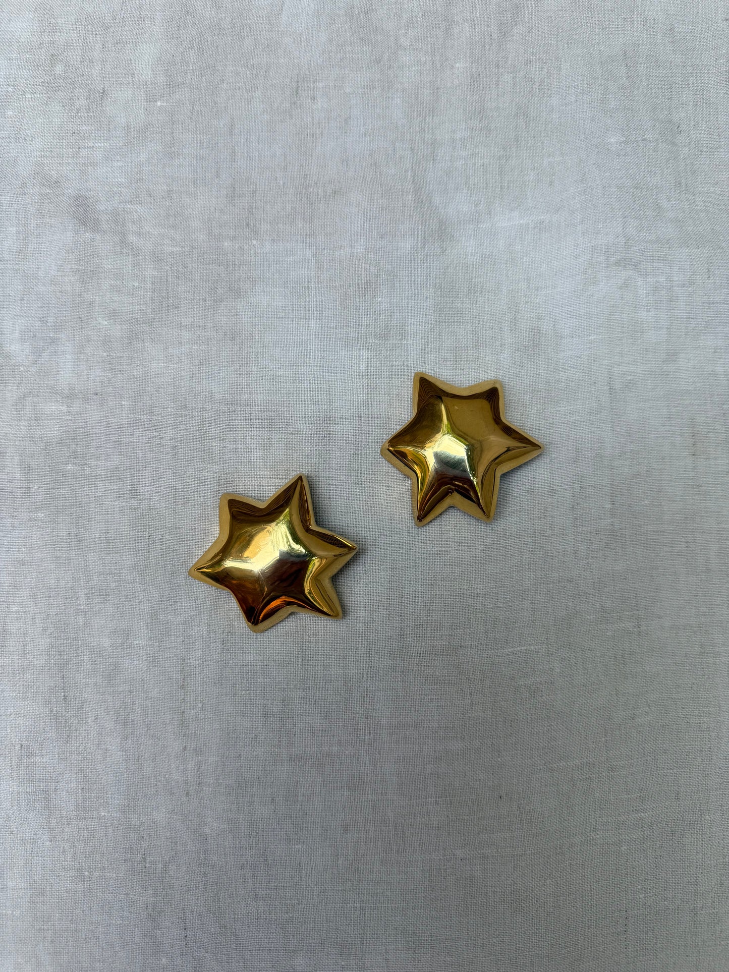 80s Puffy Celestial Star Clip- On Earrings