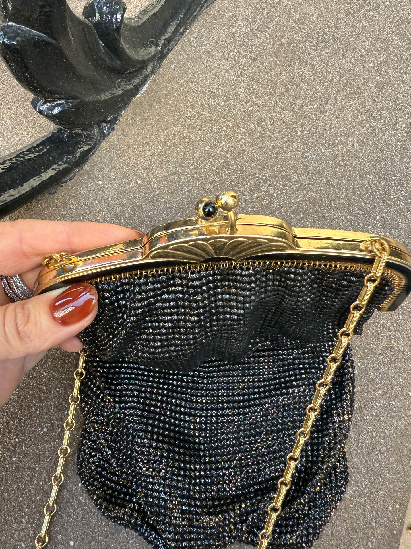 Vintage Whiting & Davis Black Chainmail Bag