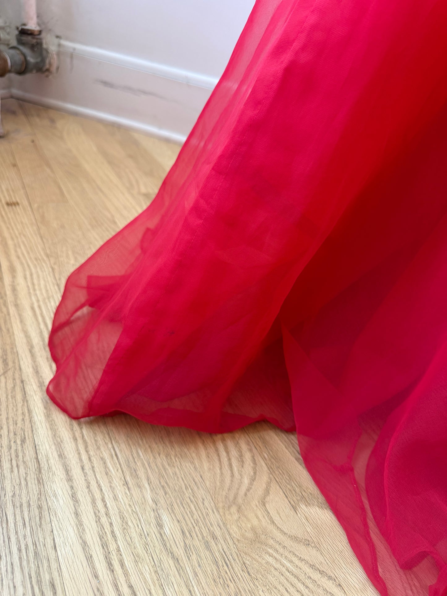 60s/70s Vogue Paris Red Chiffon Gown