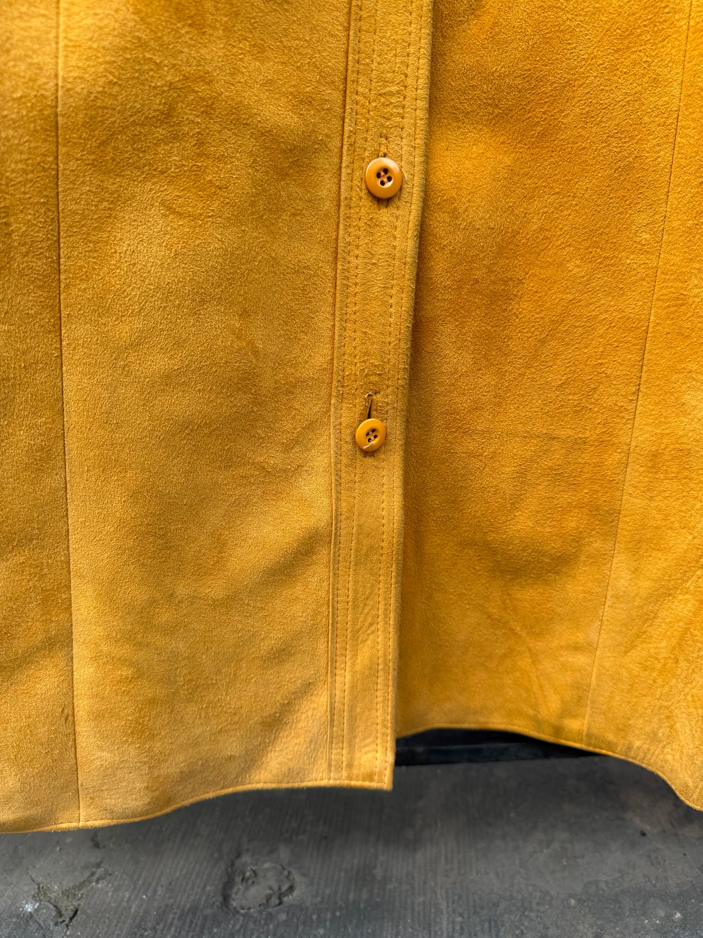 70s Mustard Yellow Sheepskin Suede Dress/Coat