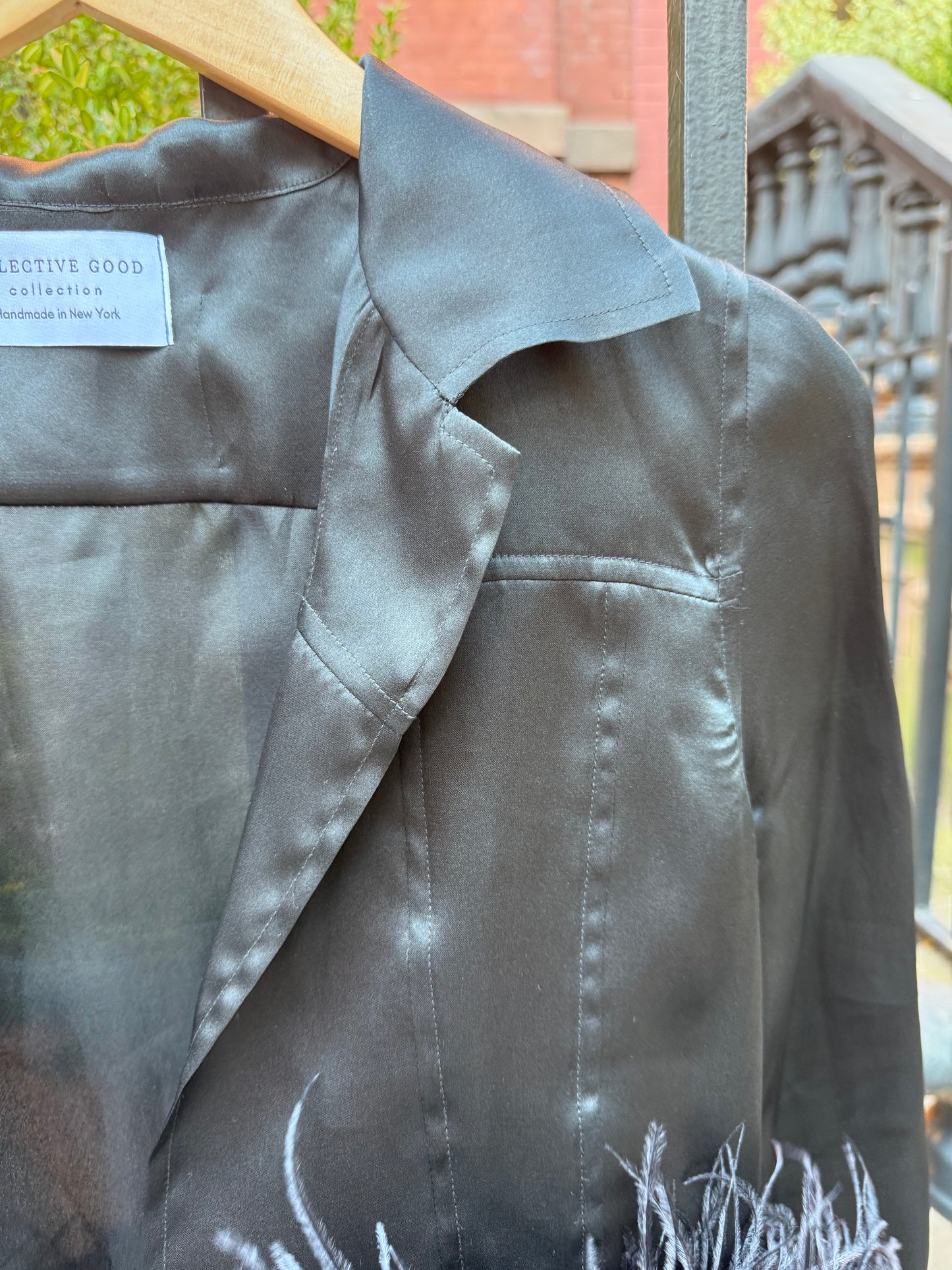 Vintage Silk Organza Evening Jacket w. Detachable Ostrich Feathers