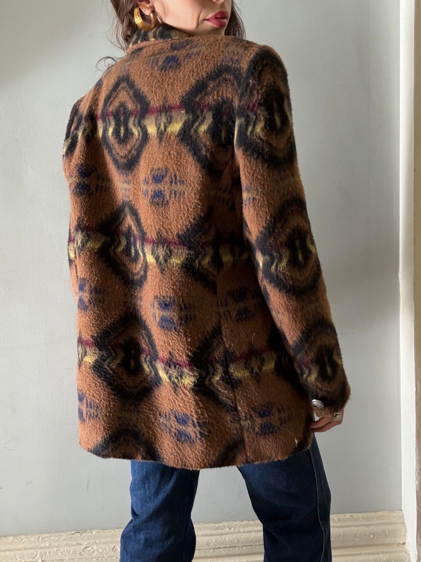 1980s Aztec Print Cozy Blazer