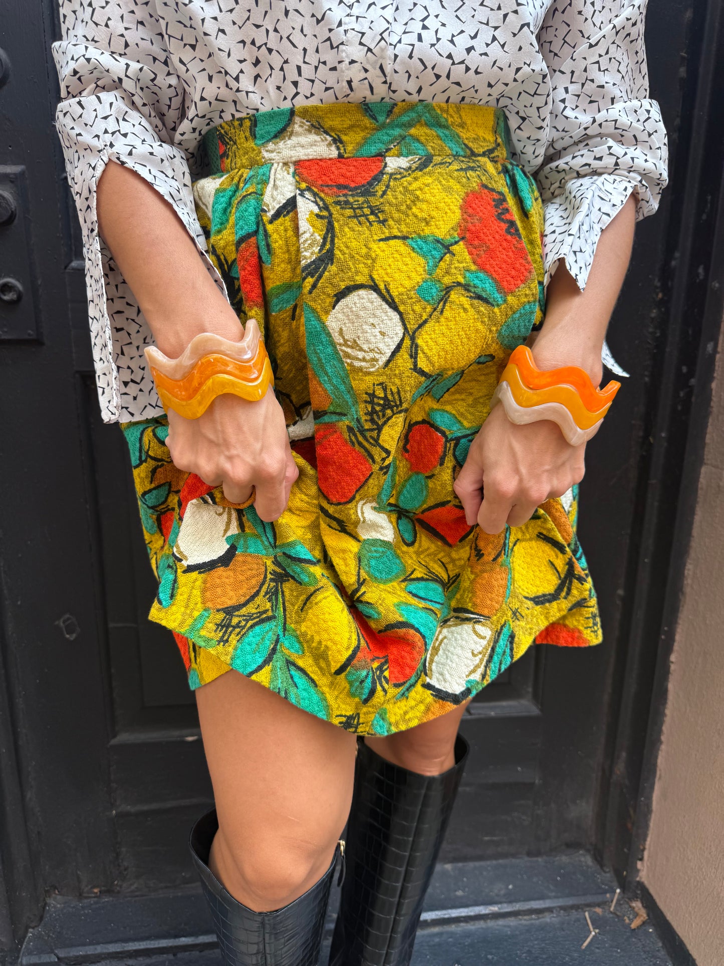 60s French Fruit Print Mini Skirt