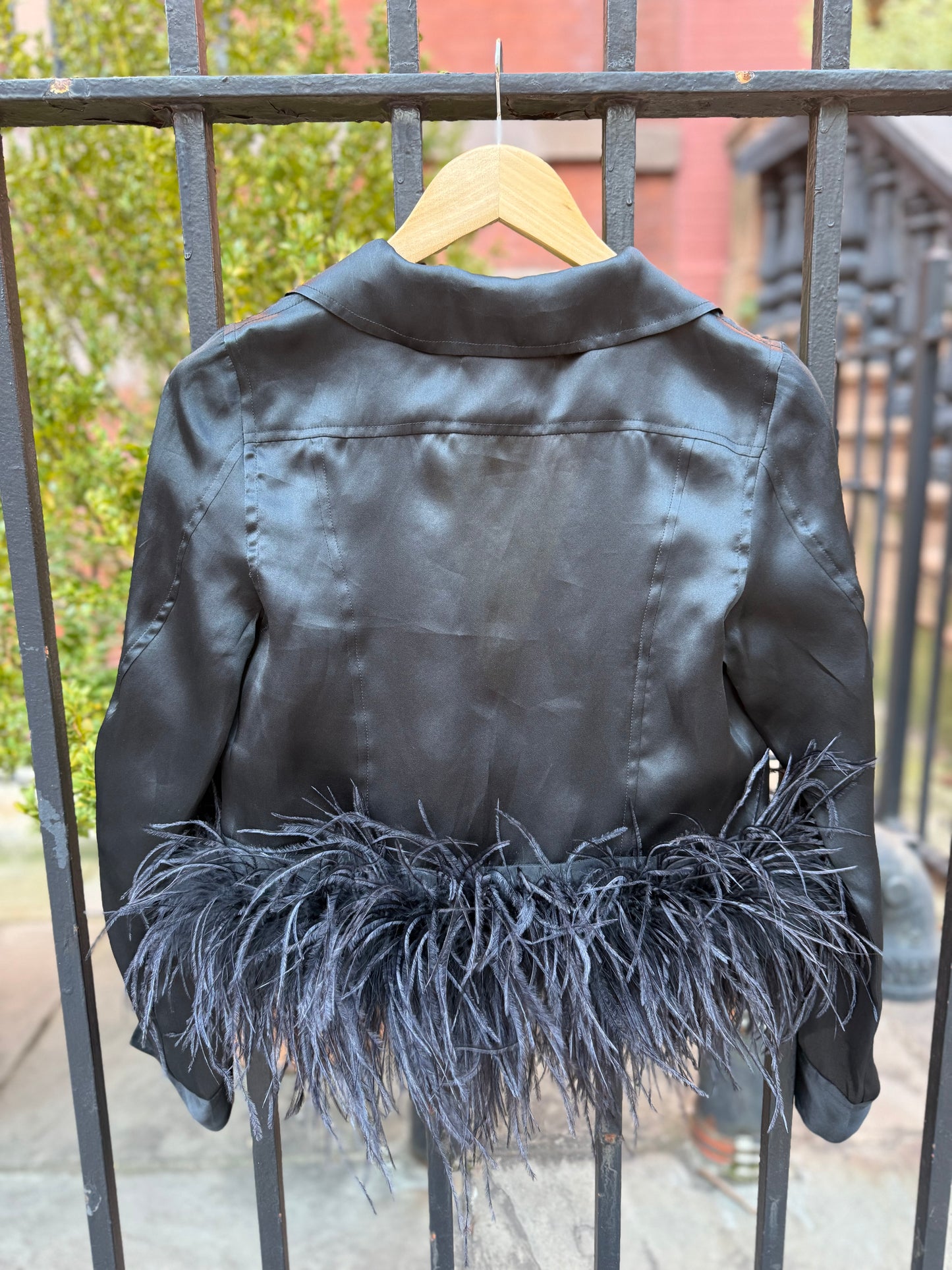 Vintage Silk Organza Evening Jacket w. Detachable Ostrich Feathers