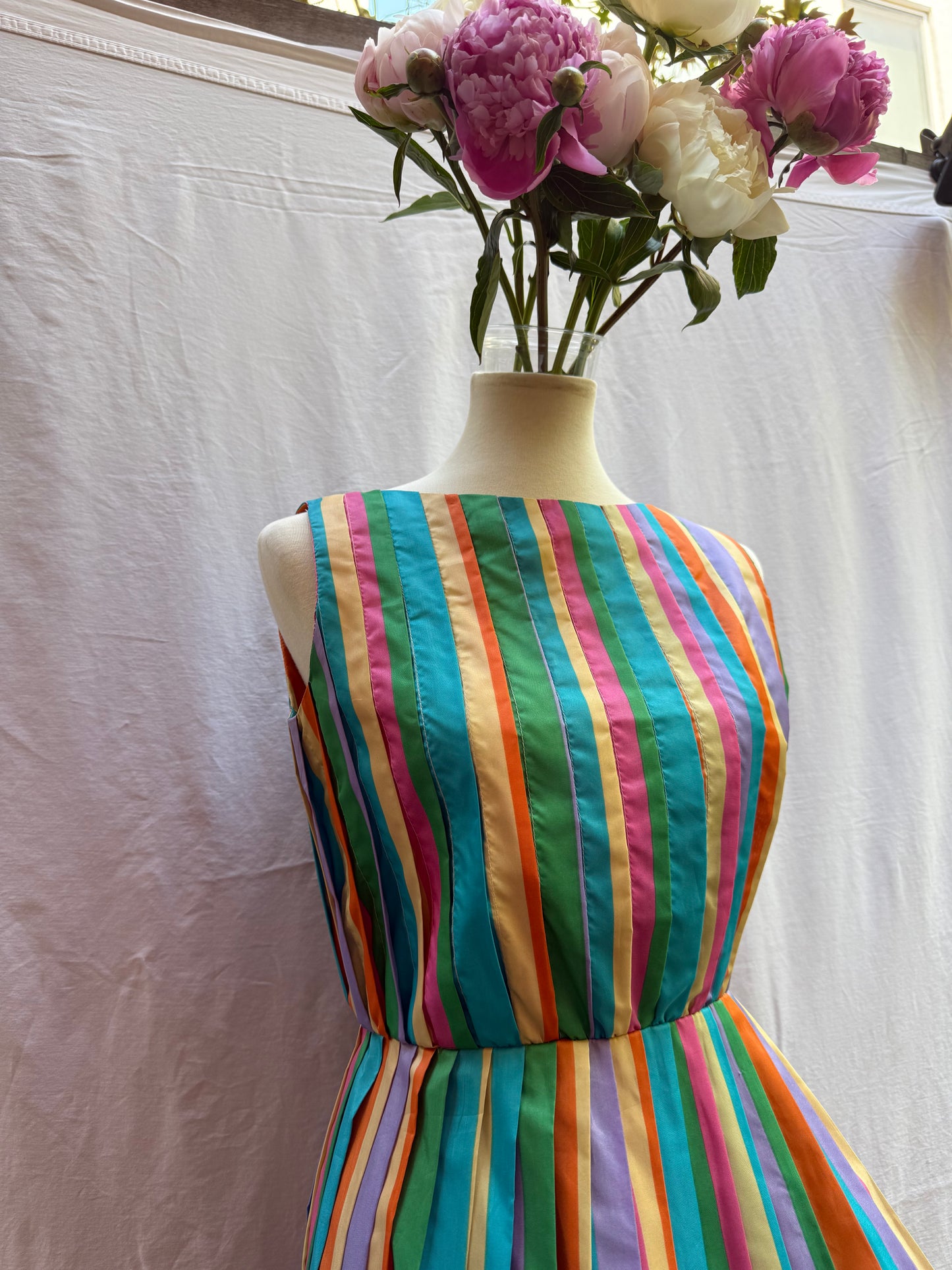 70s Rainbow Striped Dress