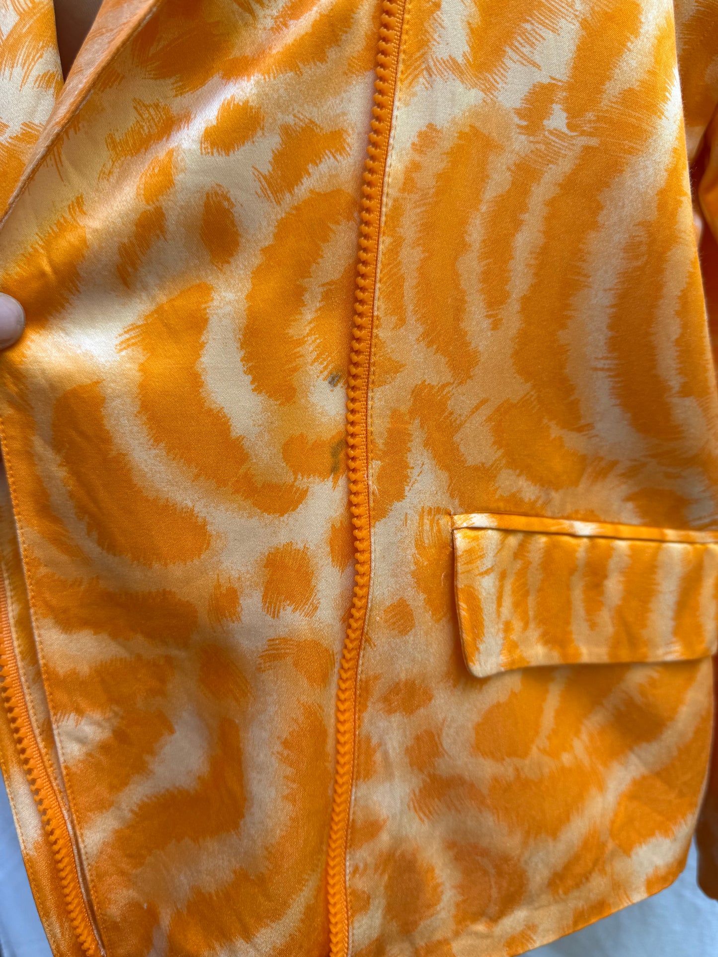 90s Gianni Versace Orange Swirl Satin Jacket