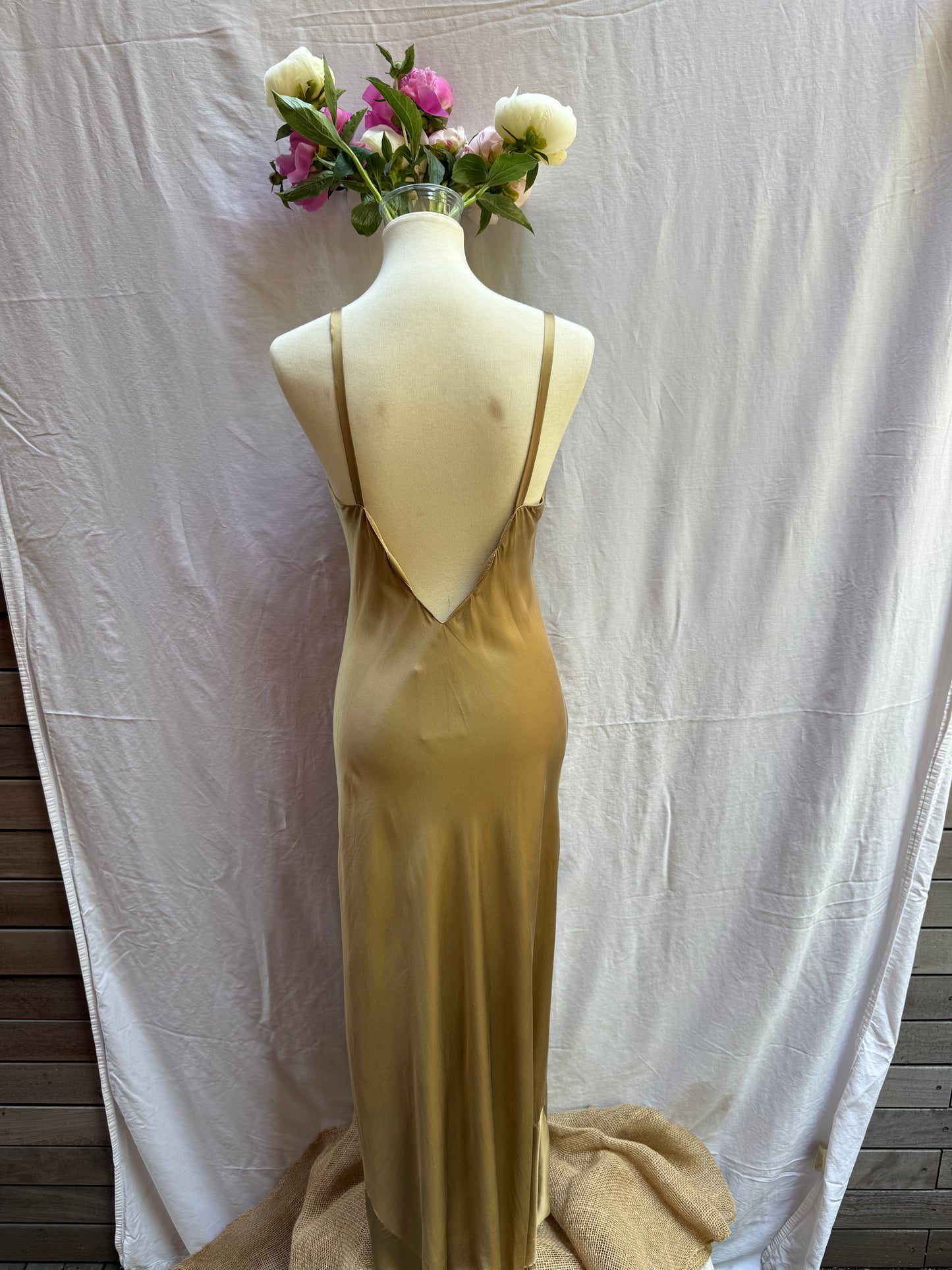 90s Bronze Silk Slip Dress