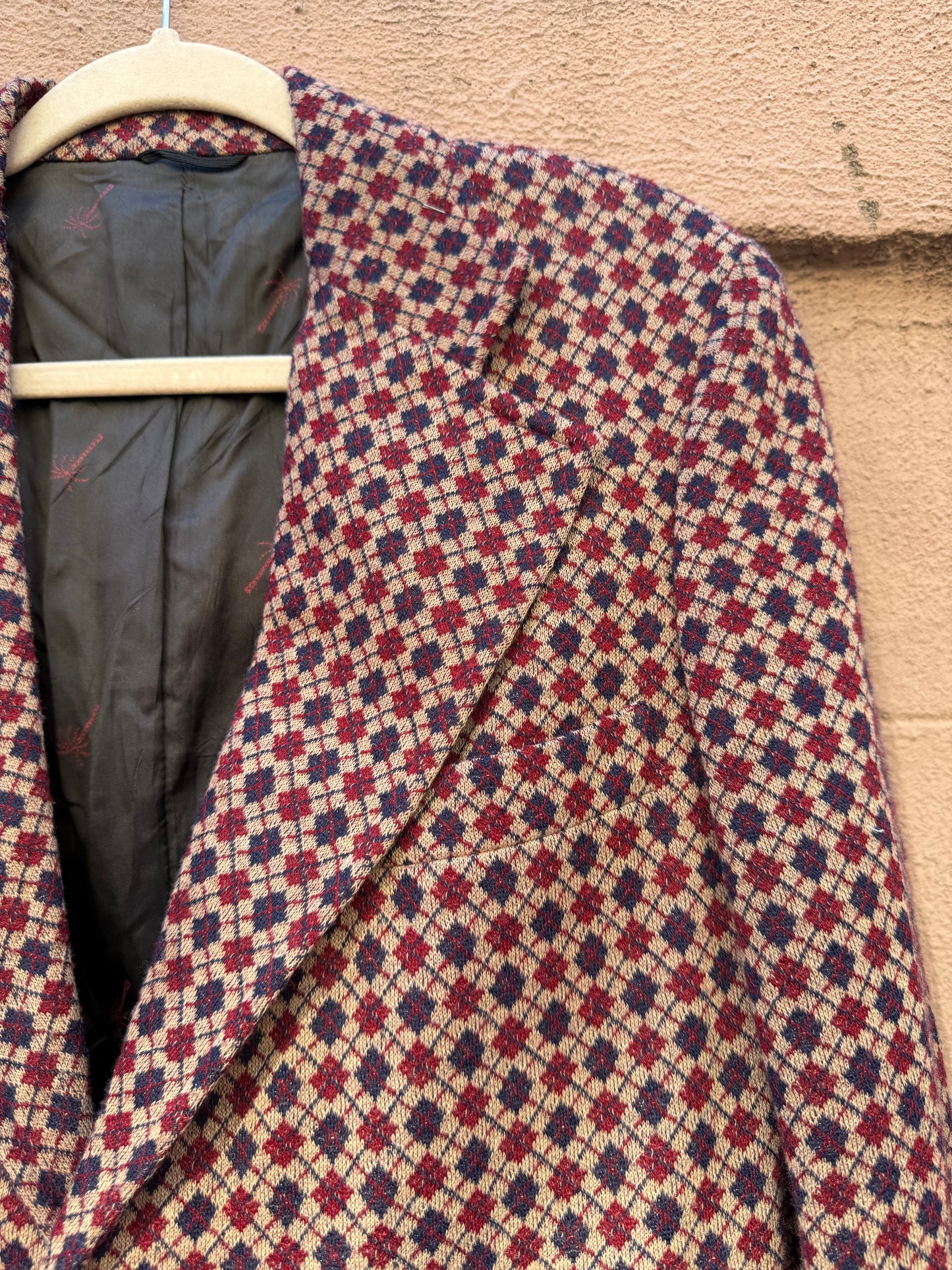70s Argyle Knit Lined Blazer