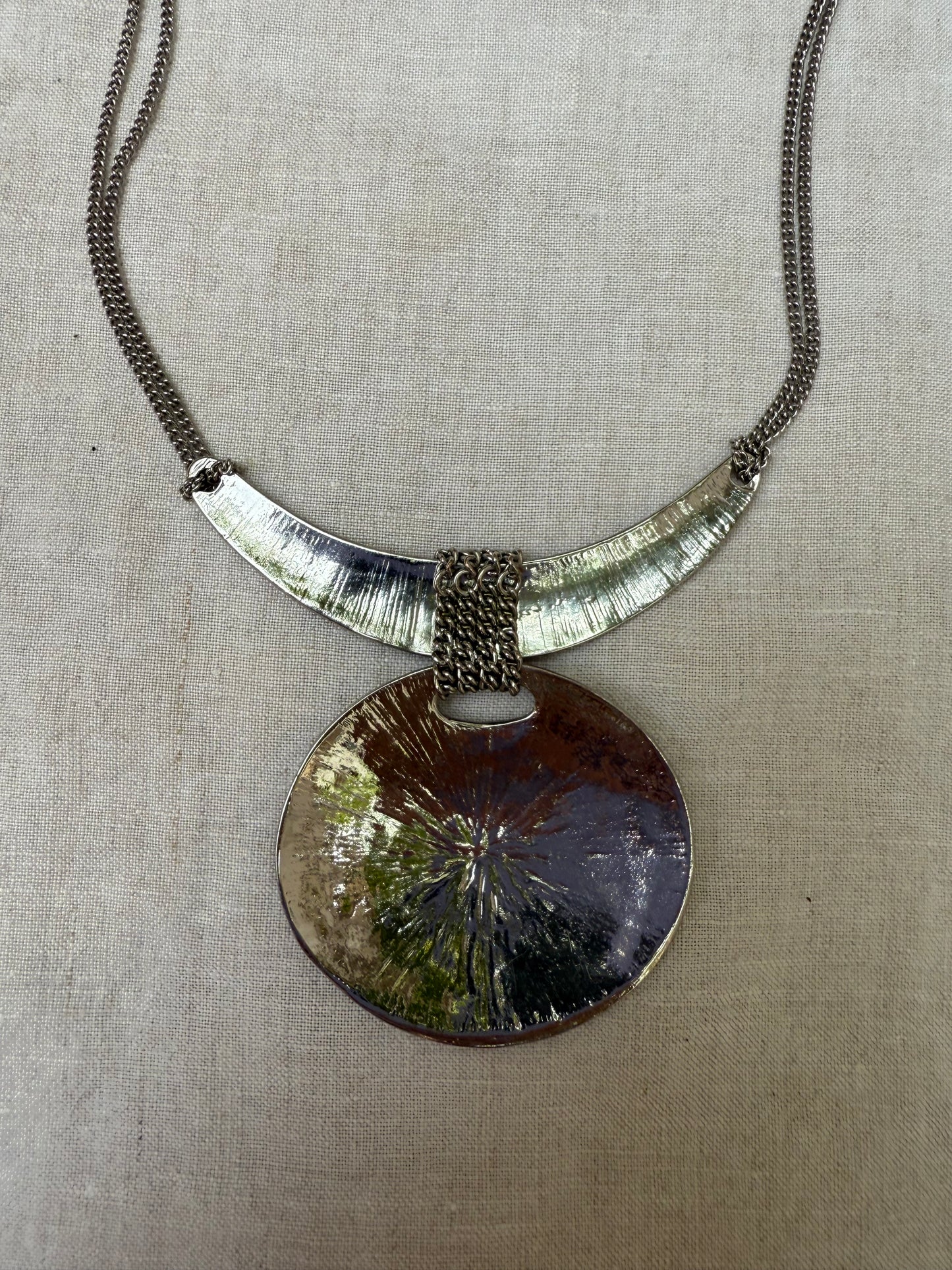 Vintage Hammered Silvertone Necklace