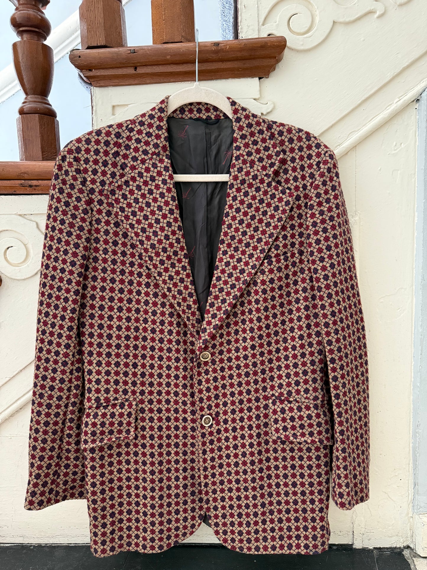70s Argyle Knit Lined Blazer