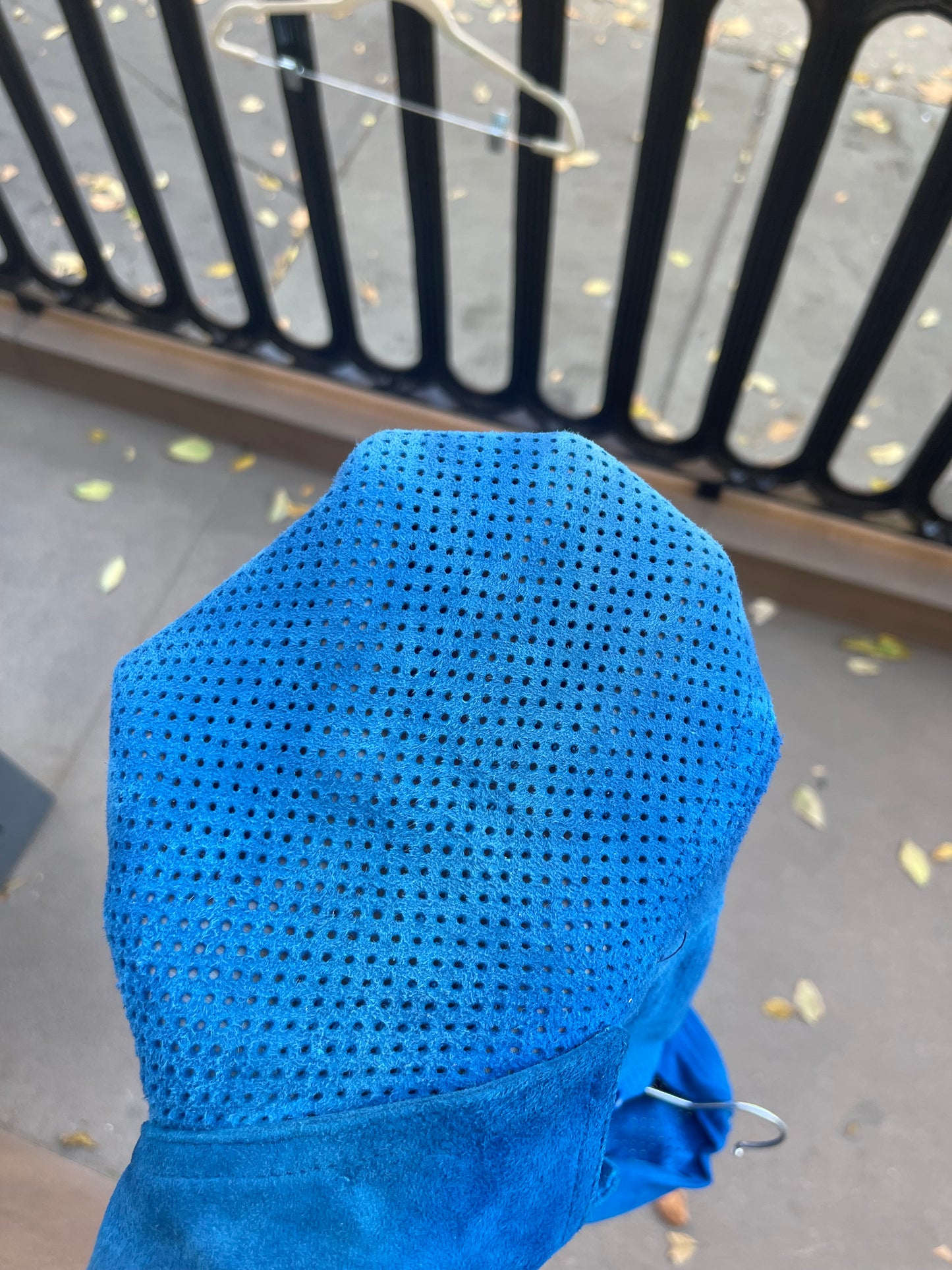 Vintage Royal Blue Perforated Suede Shirt