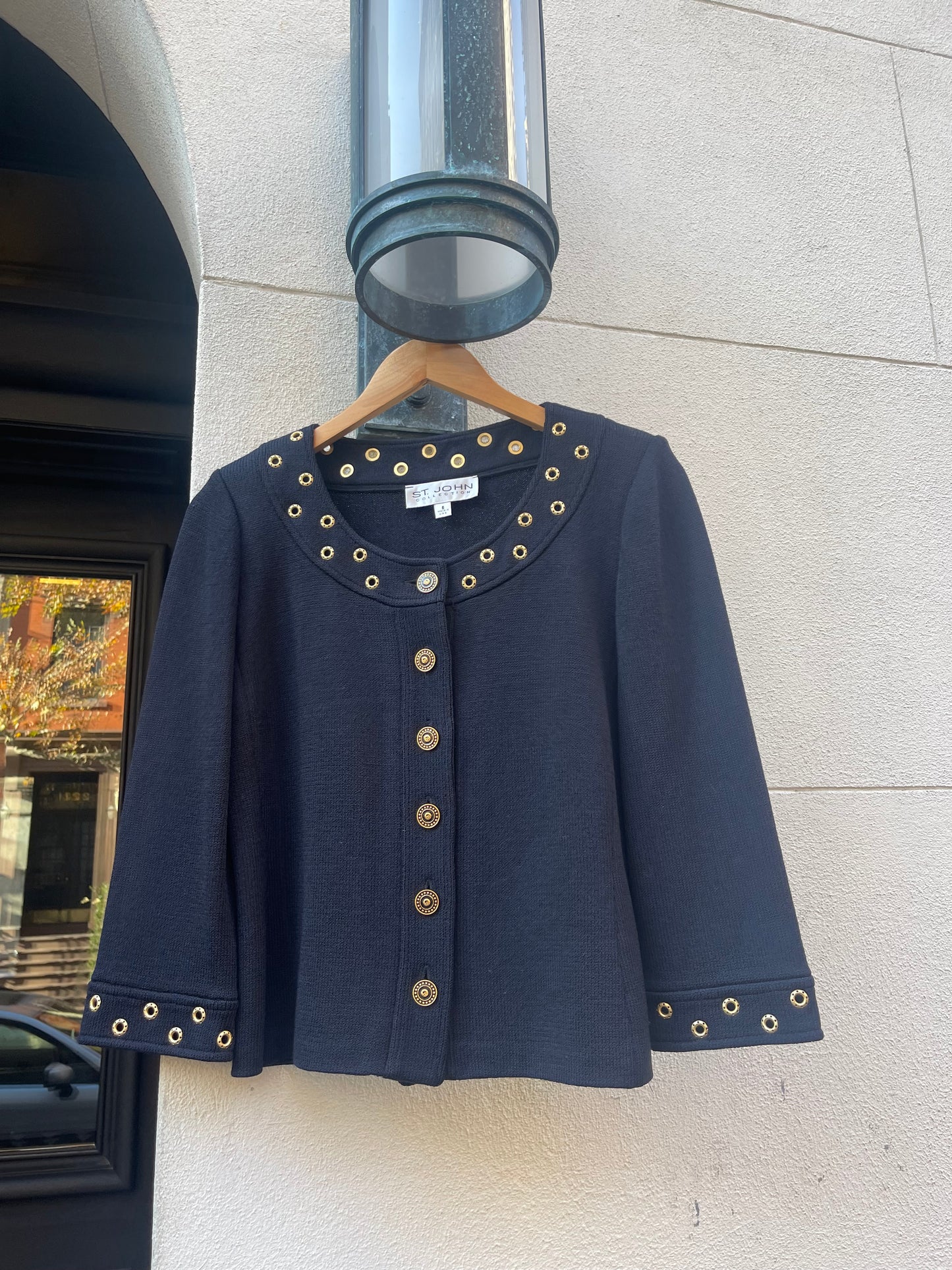 St. John Deep Navy Knit Cardigan