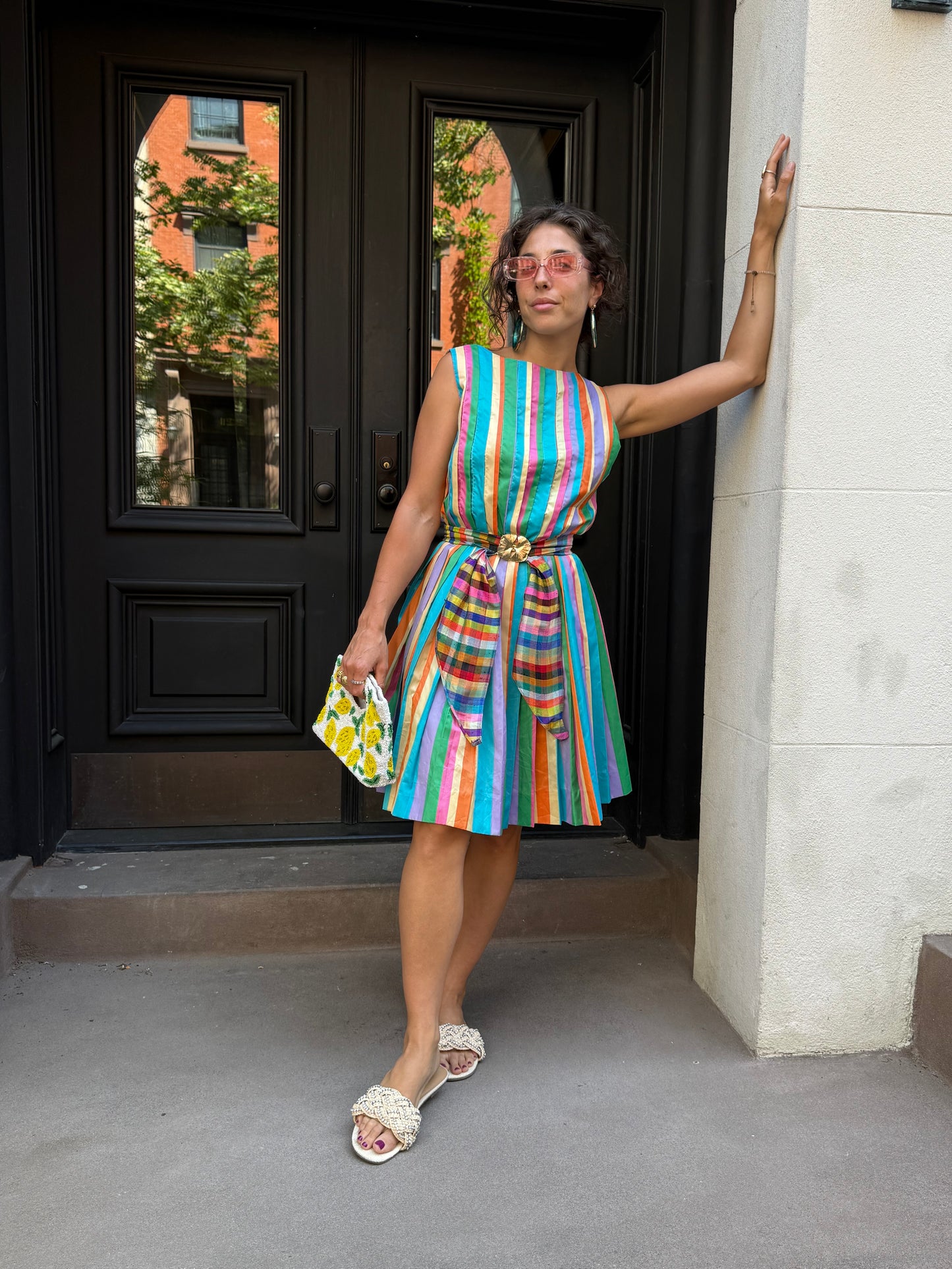 70s Rainbow Striped Dress