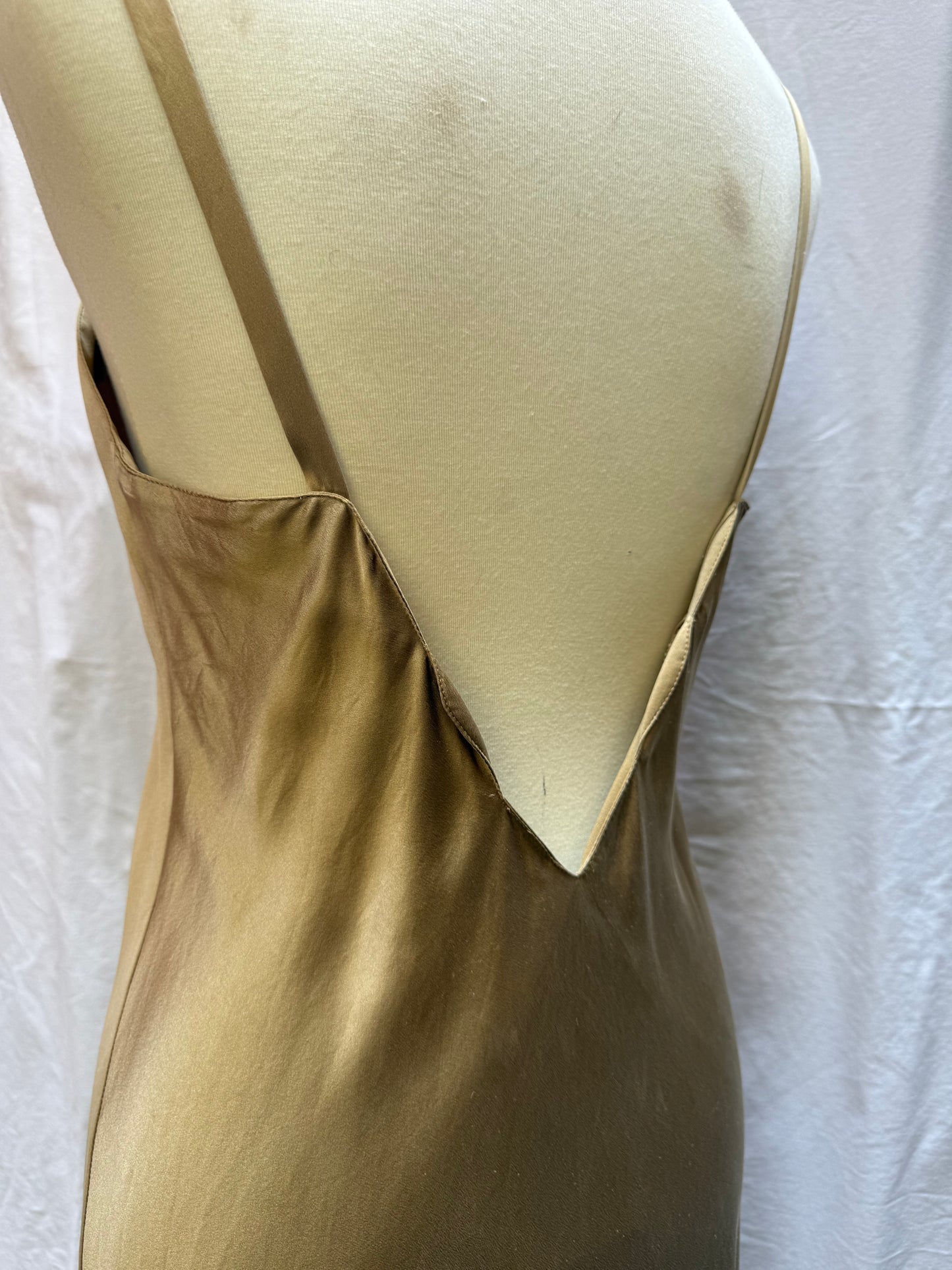 90s Bronze Silk Slip Dress