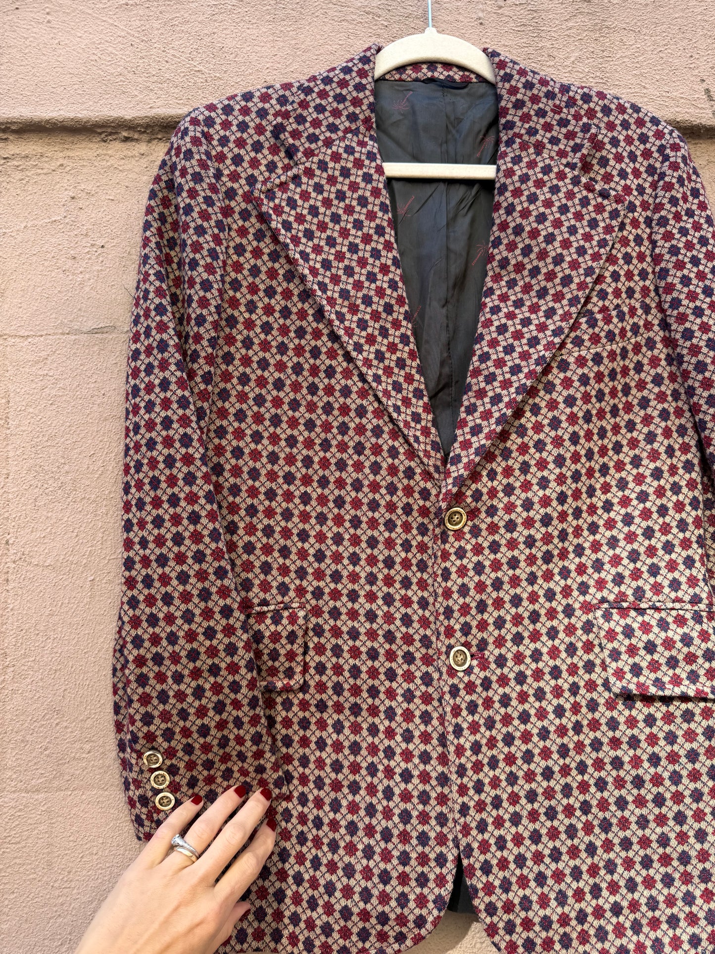 70s Argyle Knit Lined Blazer