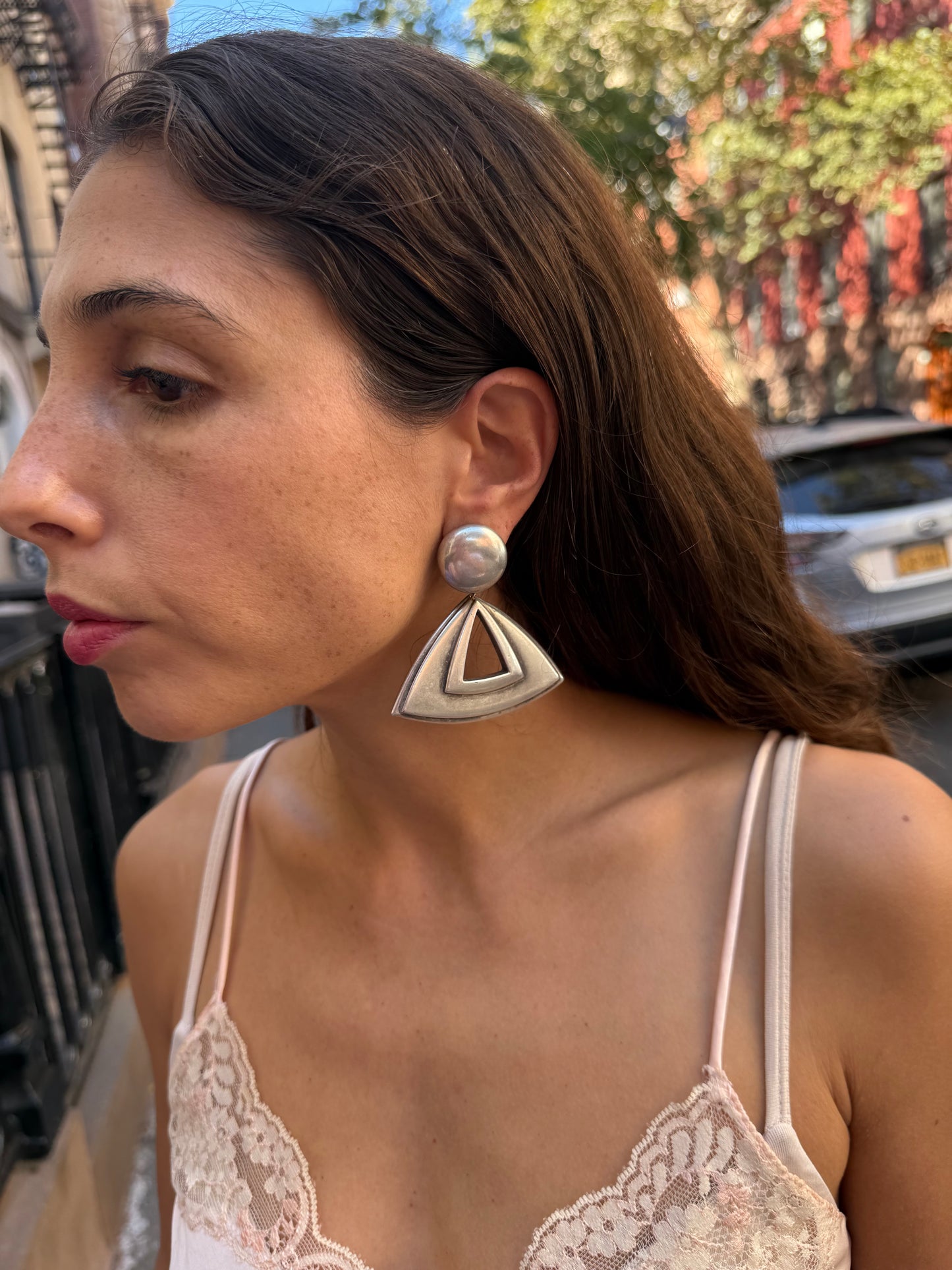 Vintage Deadstock Modernist Silver Earrings