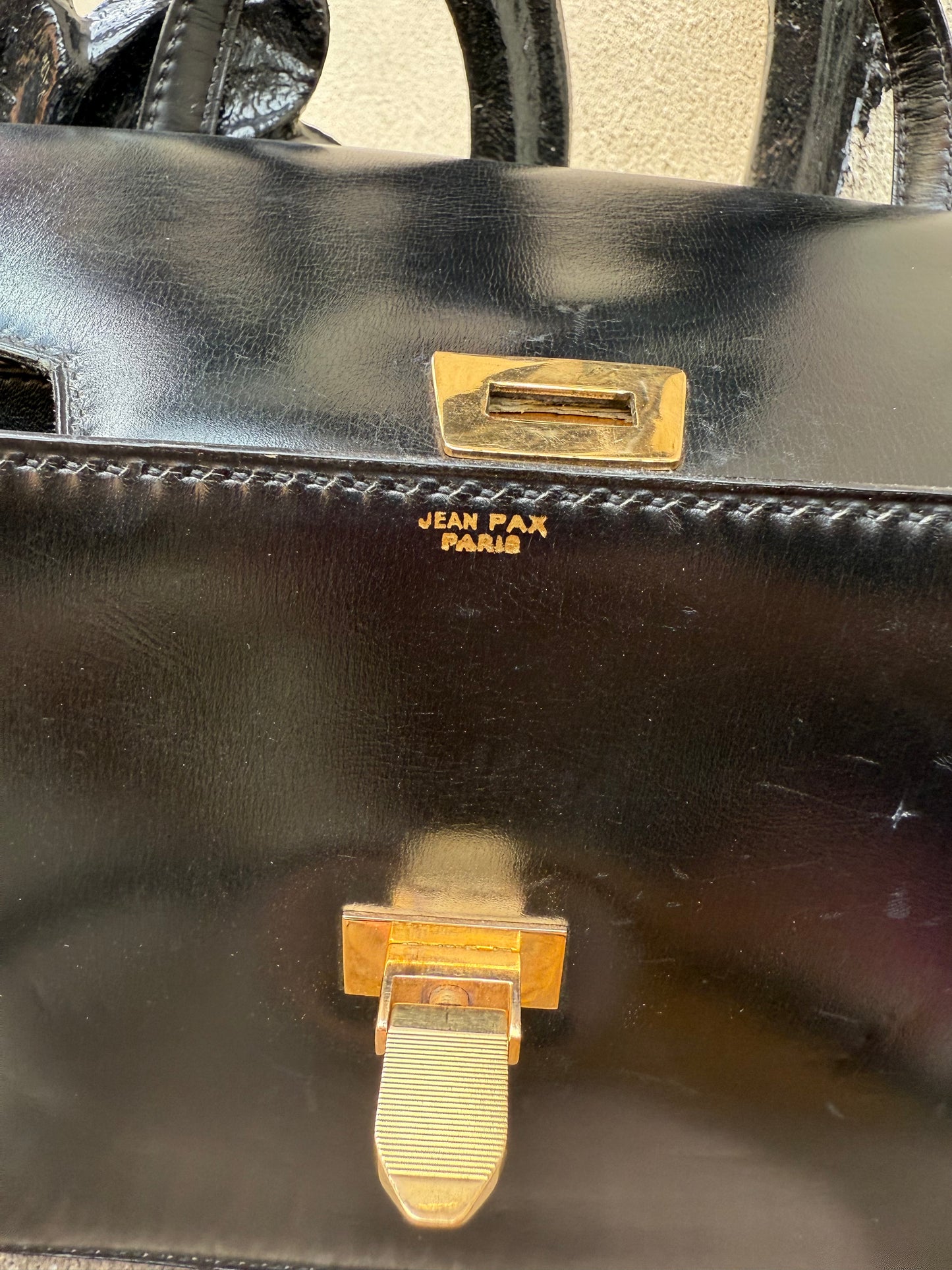 1950s Jean Pax Black Leather Handbag