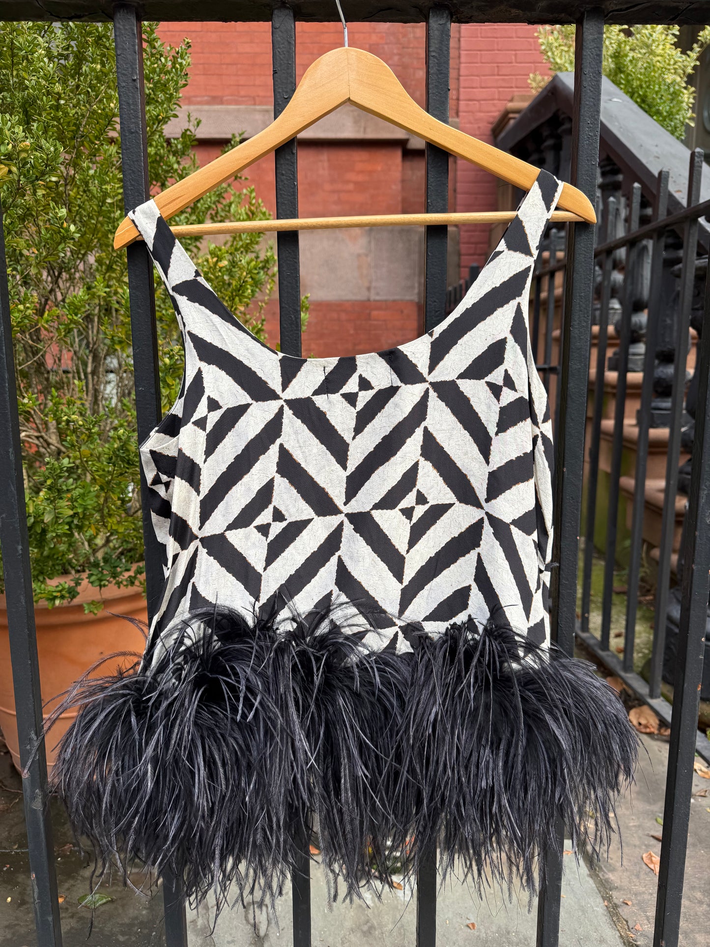 The Belle Tank, black & white print with black