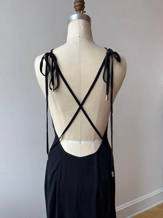 90s Gianfranco Ferre Black Halter Dress