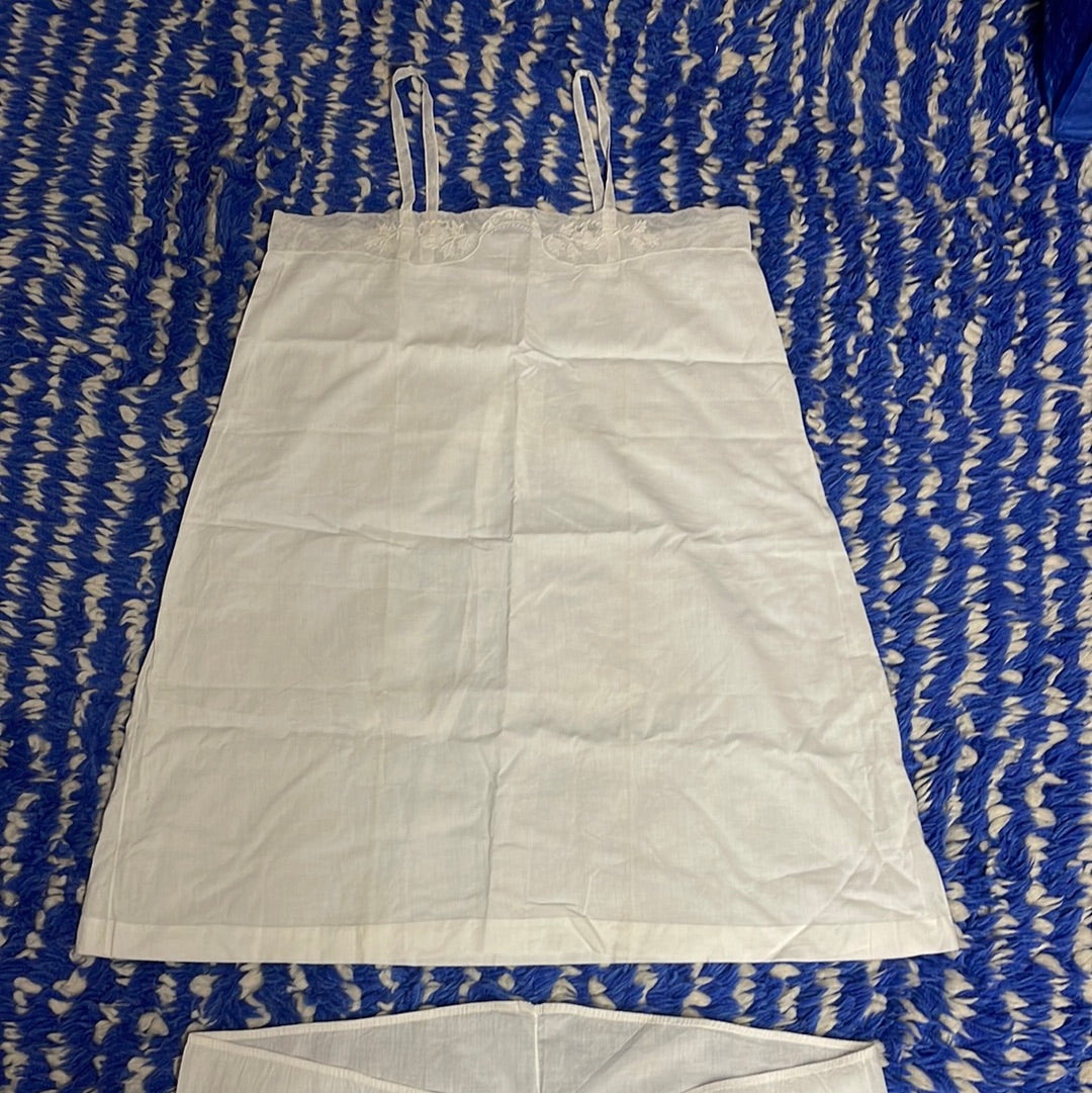 Antique French Cotton White Set with embroidered trim
