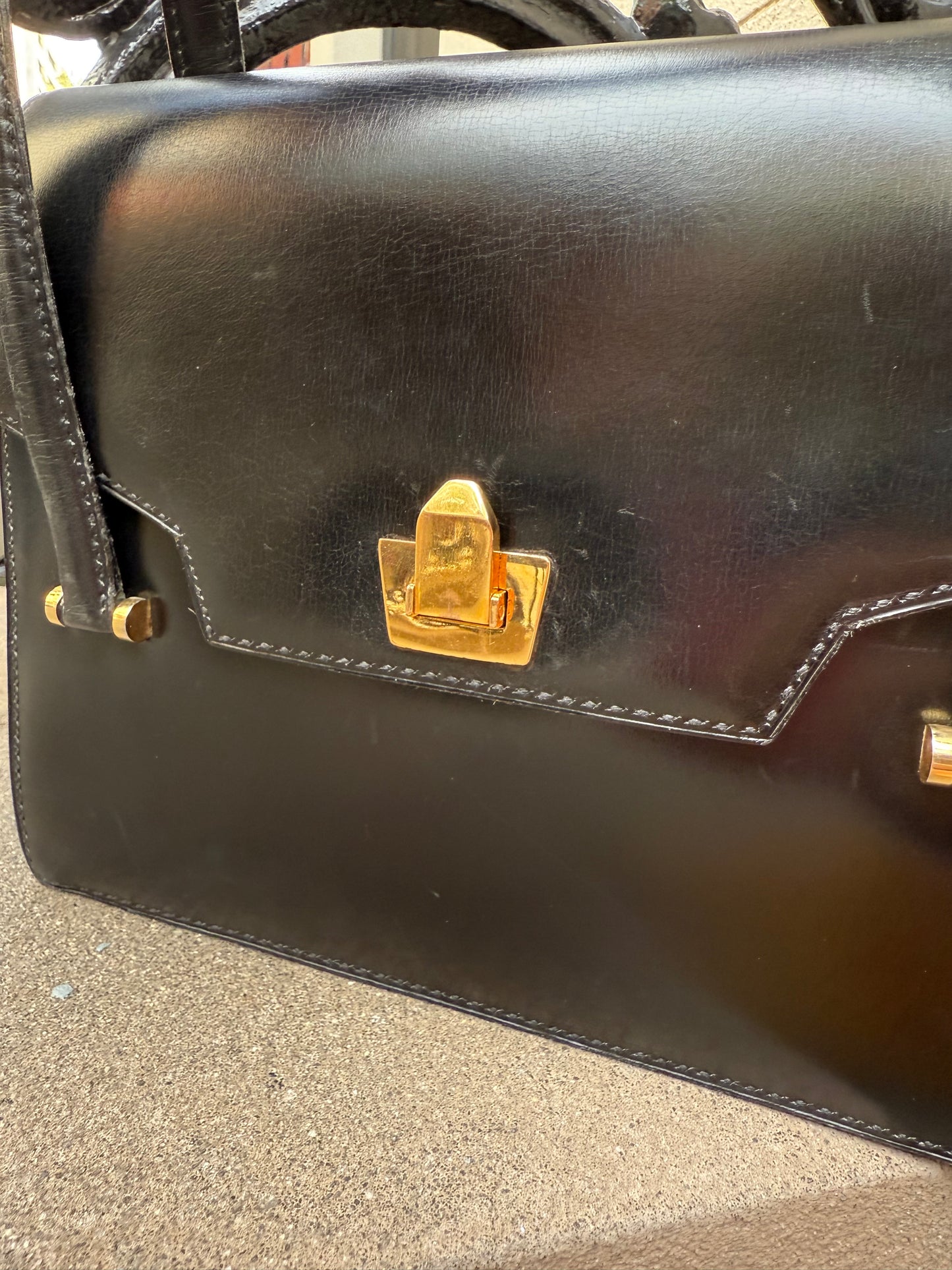 1950s Jean Pax Black Leather Handbag