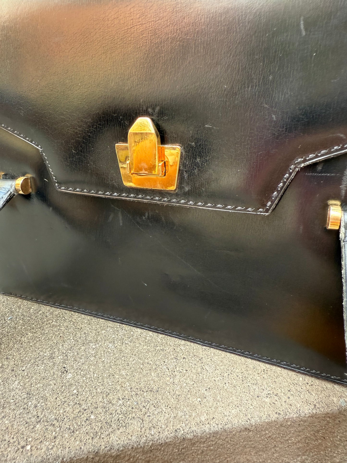 1950s Jean Pax Black Leather Handbag