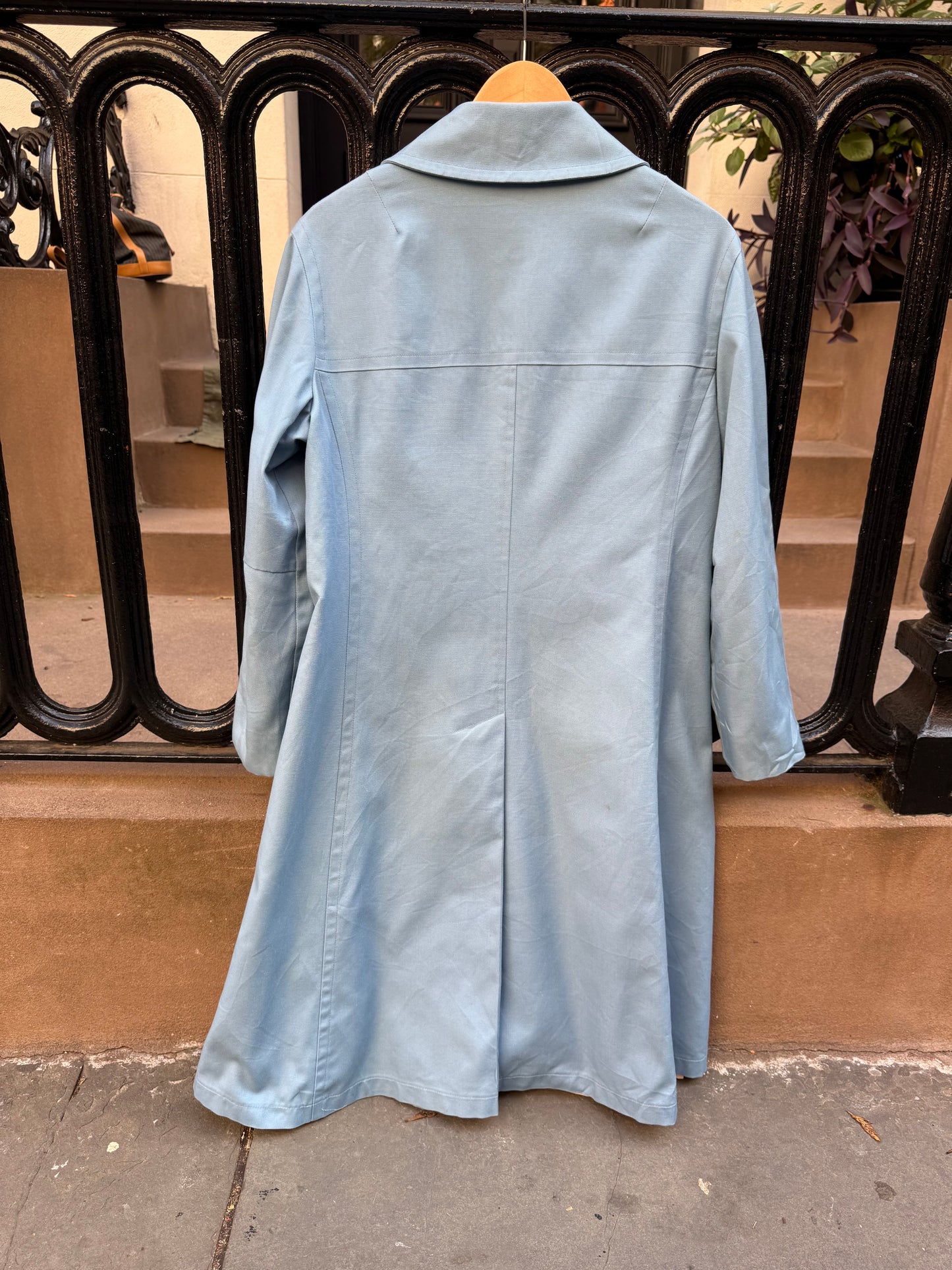 60s Powered Blue Double Breasted Trench