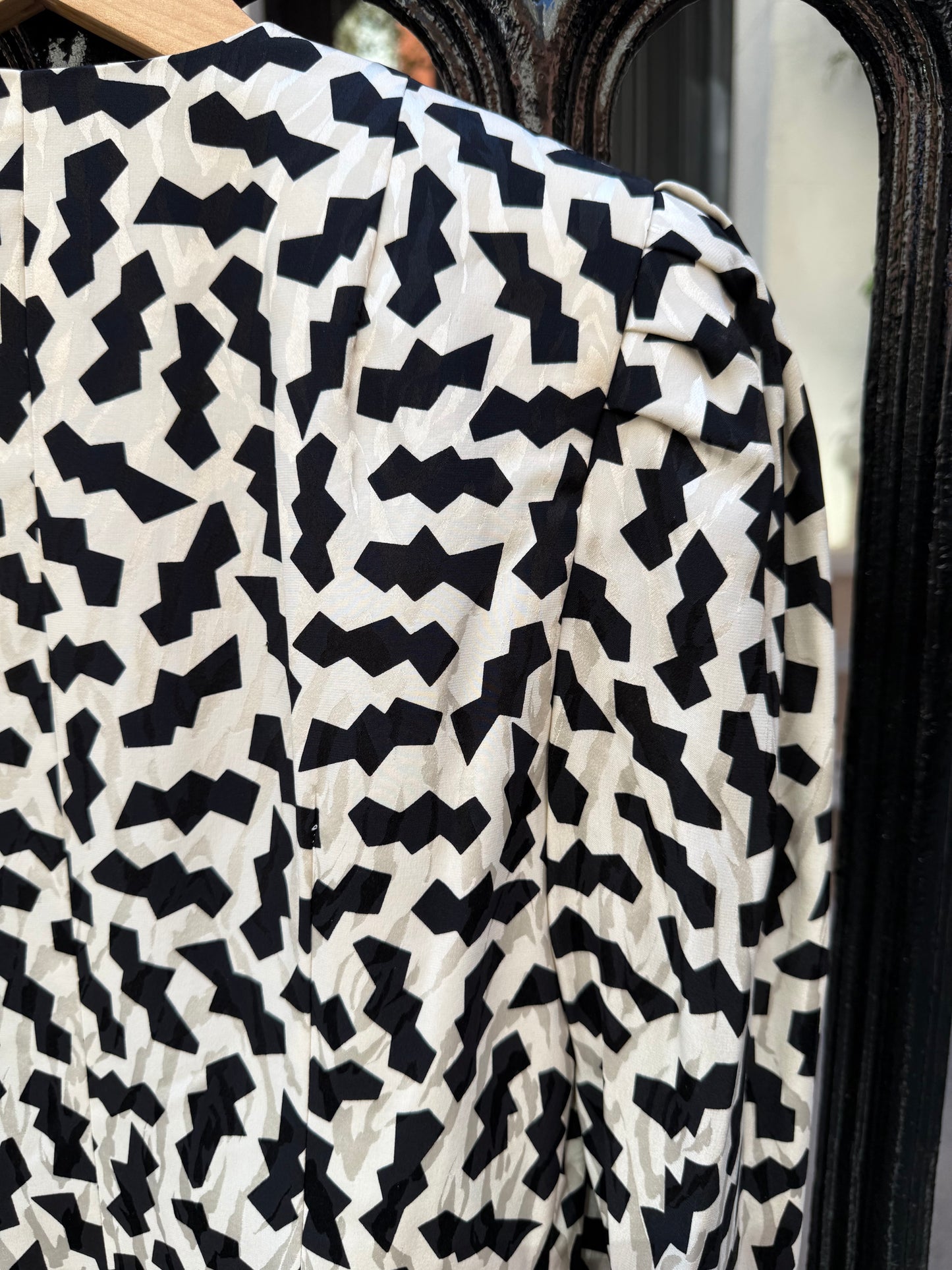 80s Silk Geometric Print Jacket by A.J. Bari