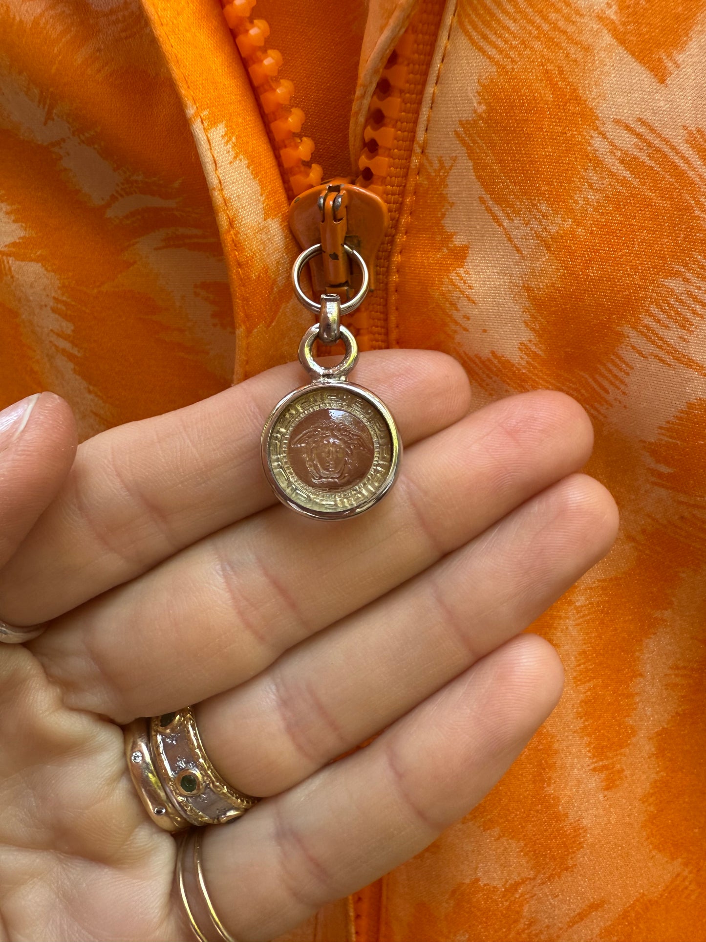 90s Gianni Versace Orange Swirl Satin Jacket
