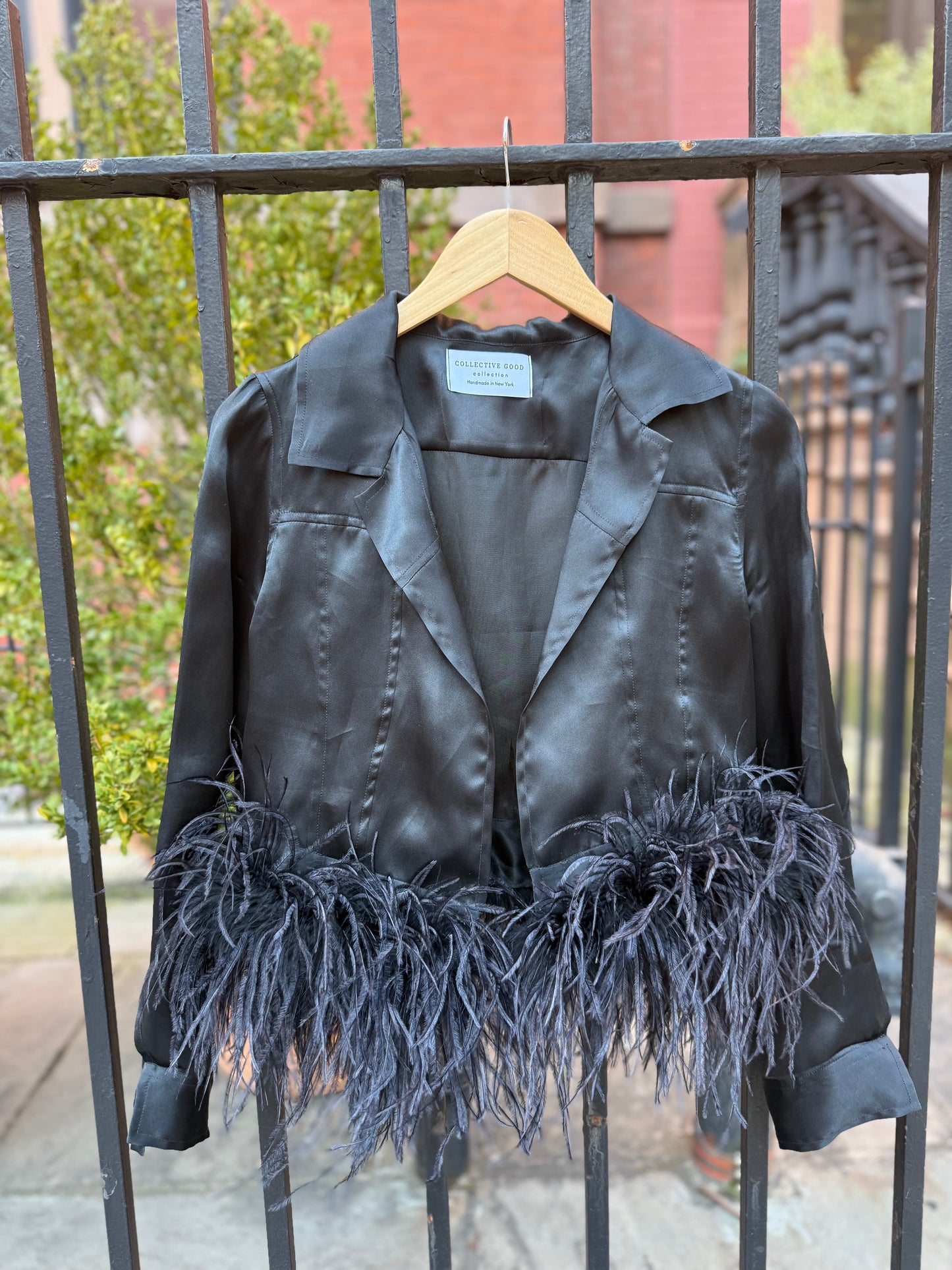 Vintage Silk Organza Evening Jacket w. Detachable Ostrich Feathers
