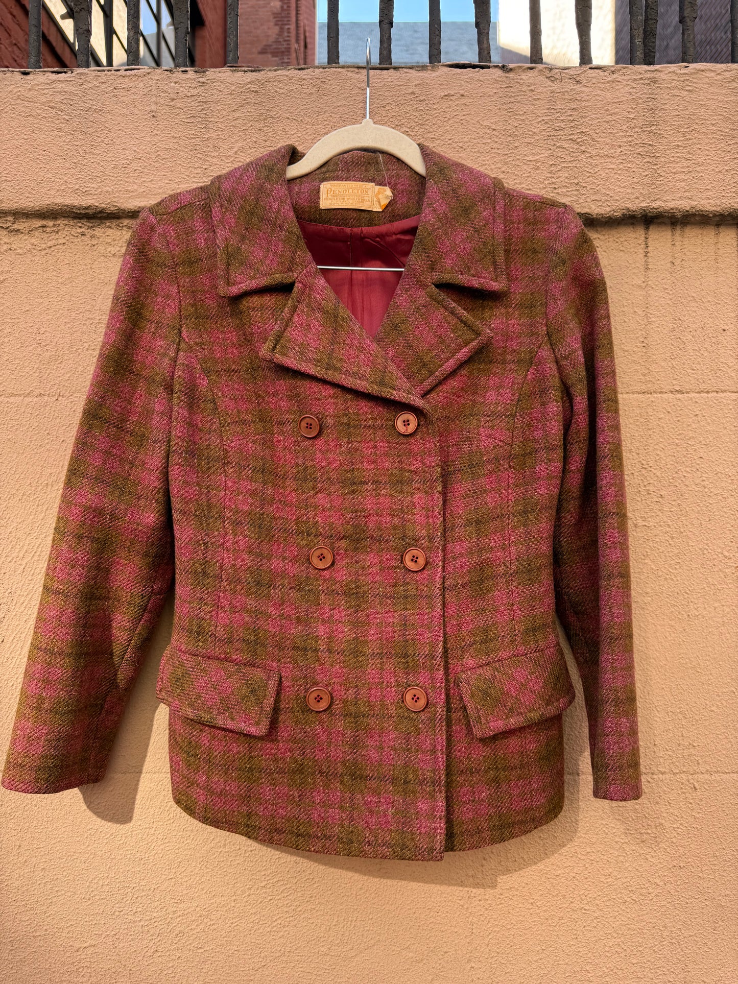 50s/60s Pendleton plaid berry skirt suit