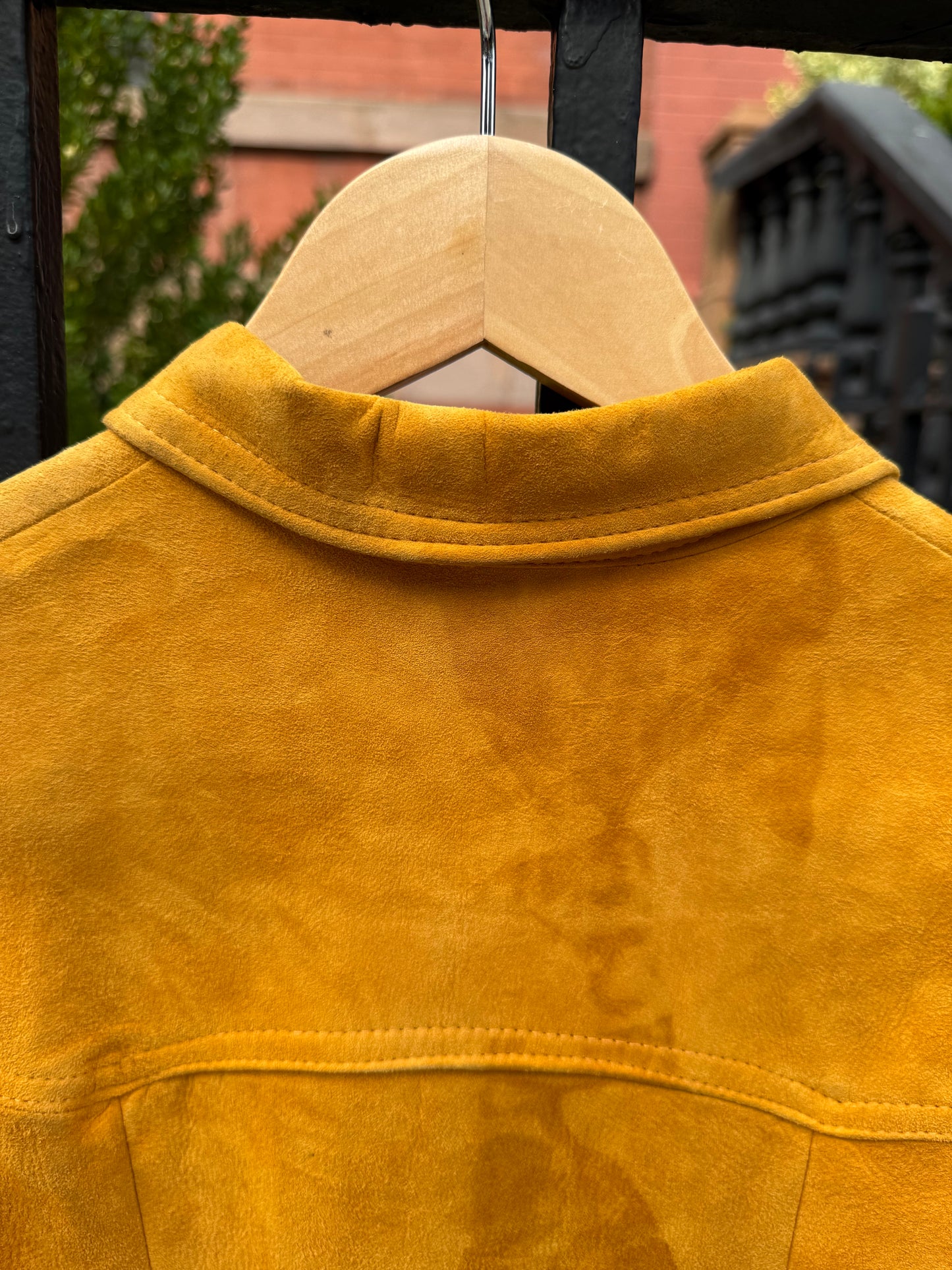 70s Mustard Yellow Sheepskin Suede Dress/Coat
