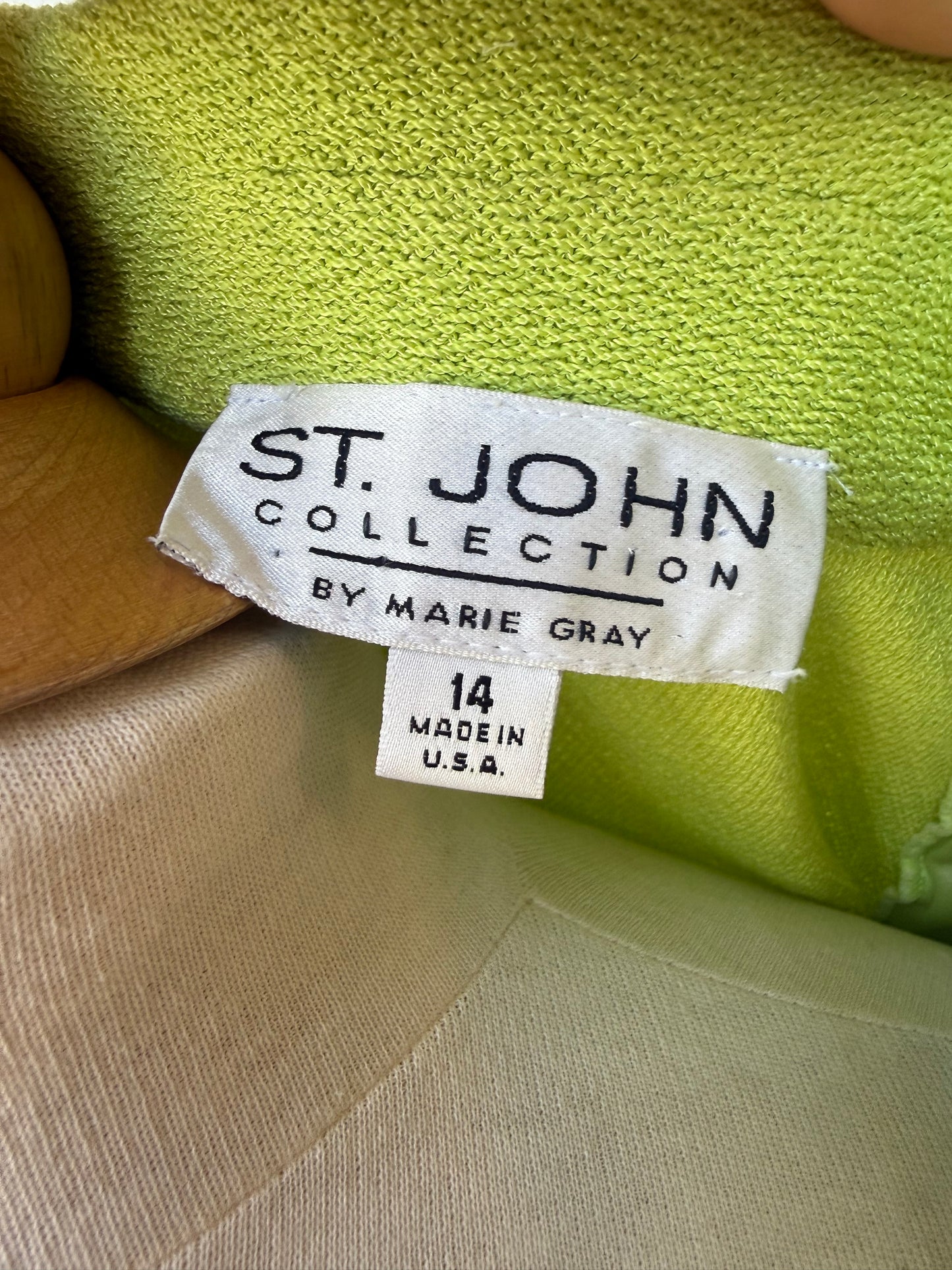 90s St. John Chartreuse Green Knit Blazer