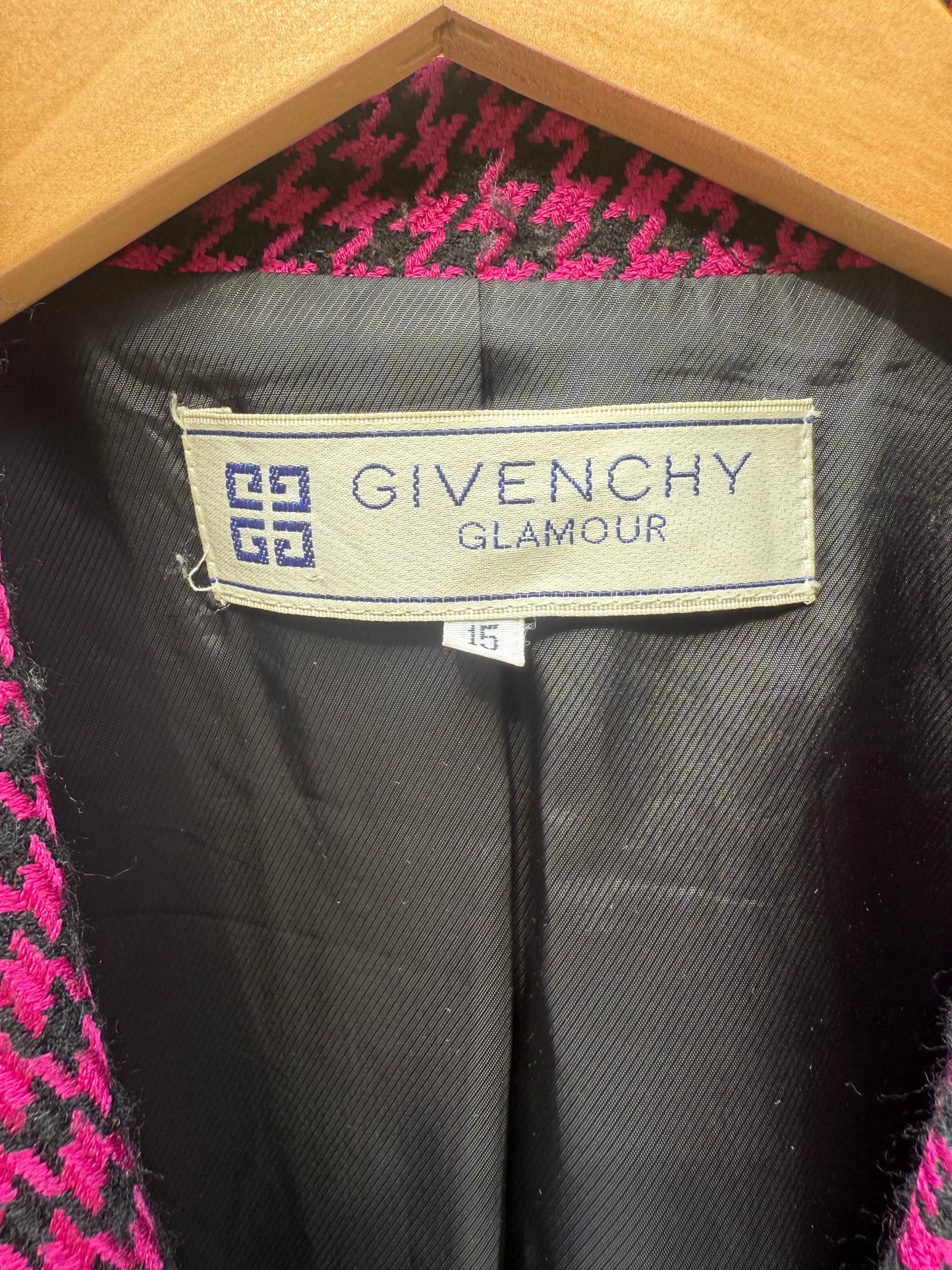 90s Vintage Givenchy Fuchsia Houndstooth Blazer