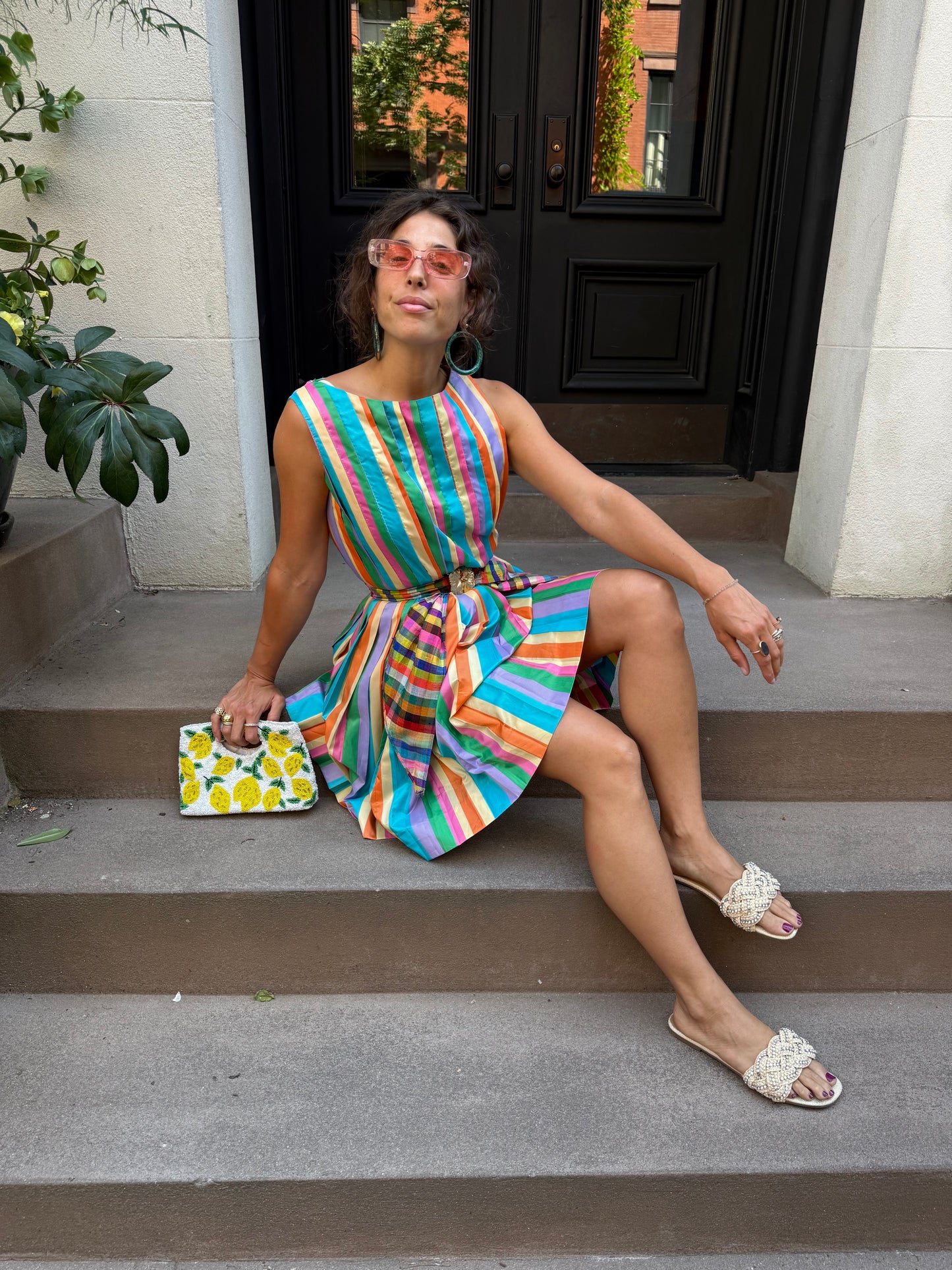 70s Rainbow Striped Dress