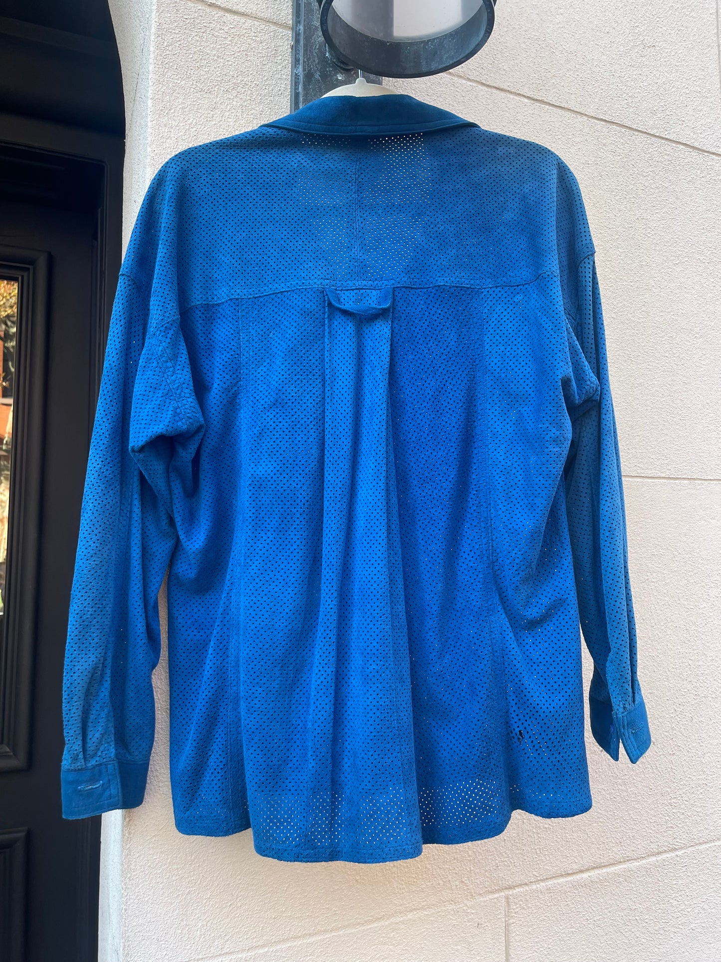 Vintage Royal Blue Perforated Suede Shirt