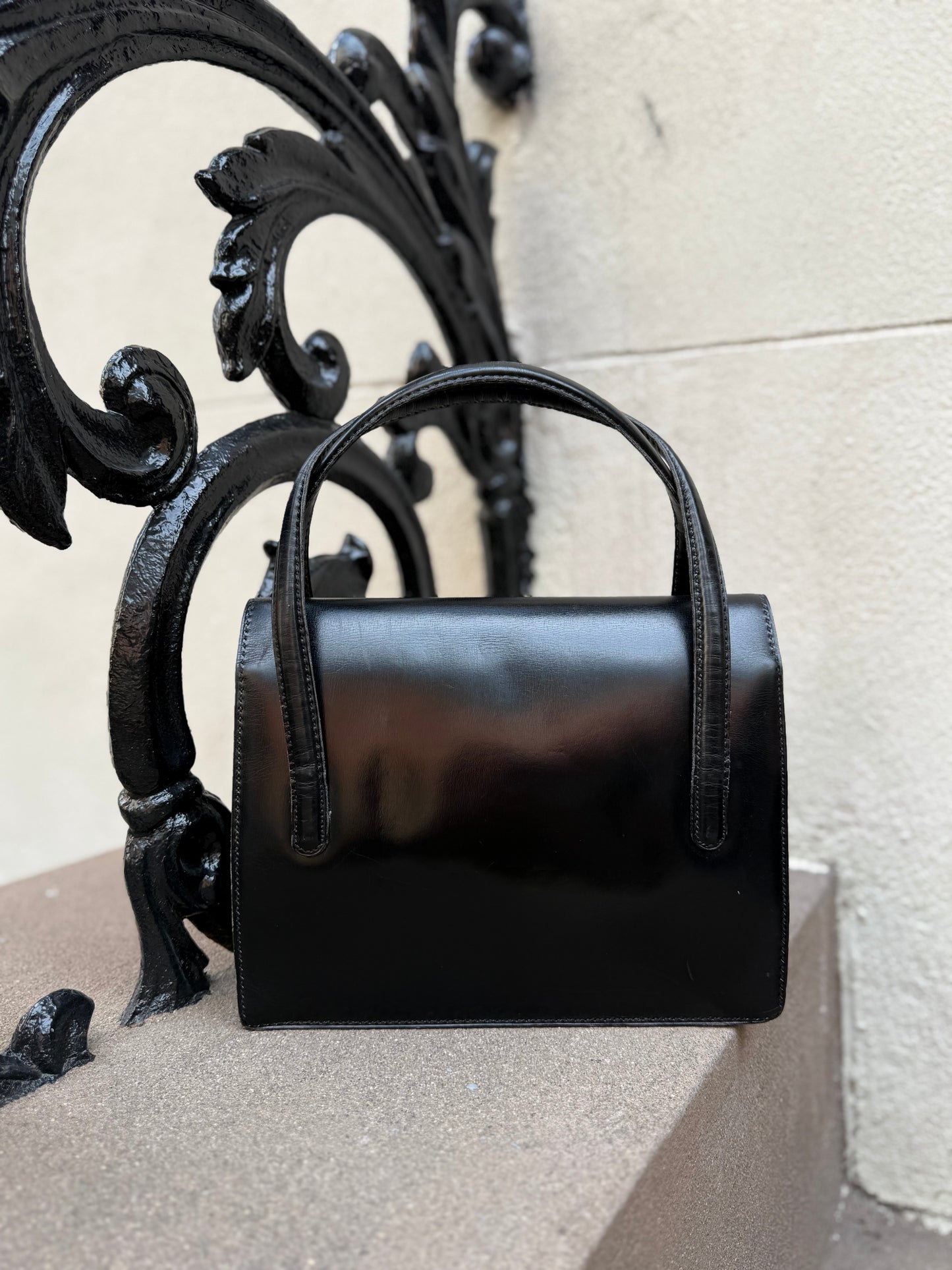 1950s Jean Pax Black Leather Handbag