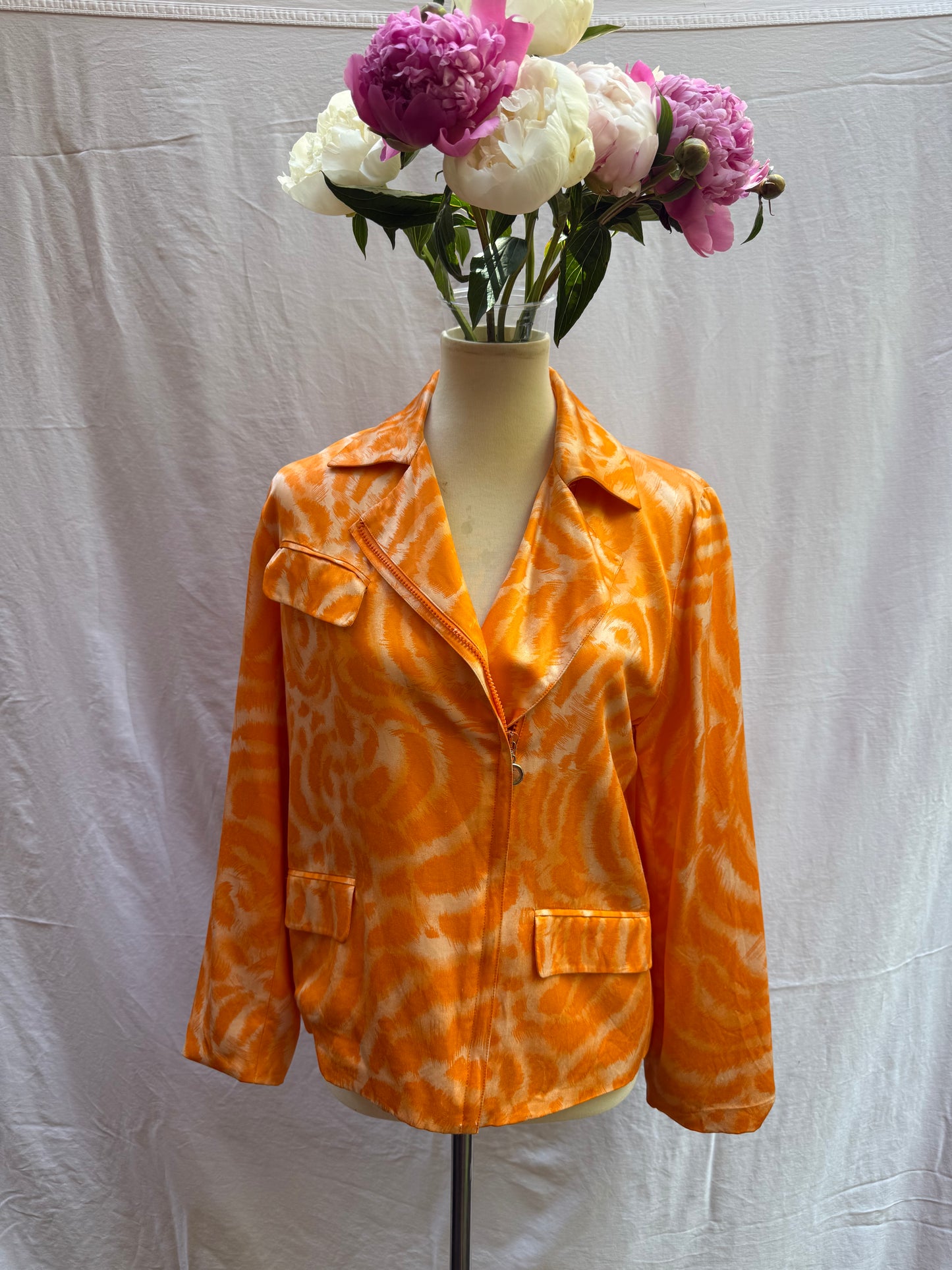 90s Gianni Versace Orange Swirl Satin Jacket