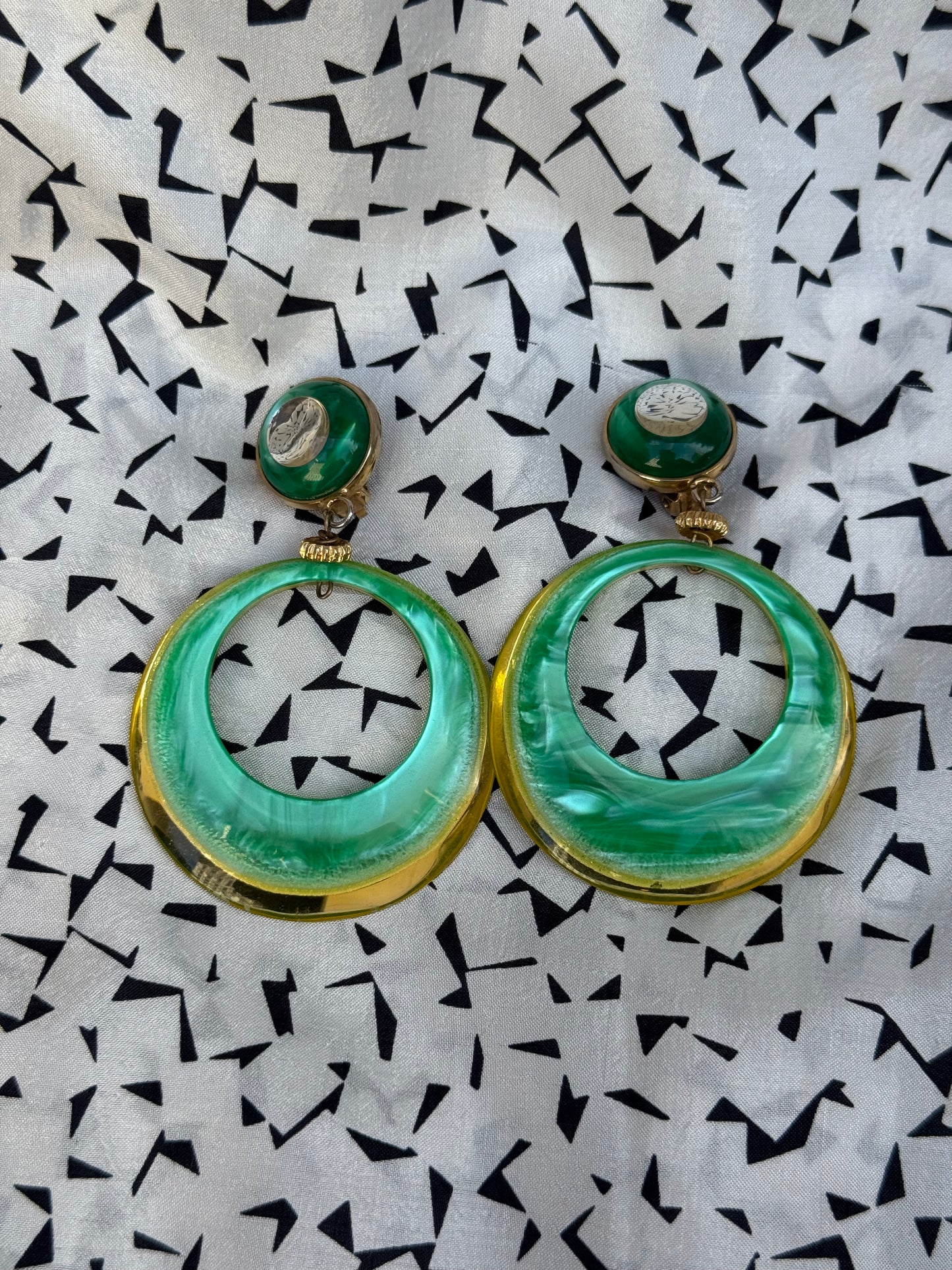 Vintage Pierre Cardin Green Drop Earrings