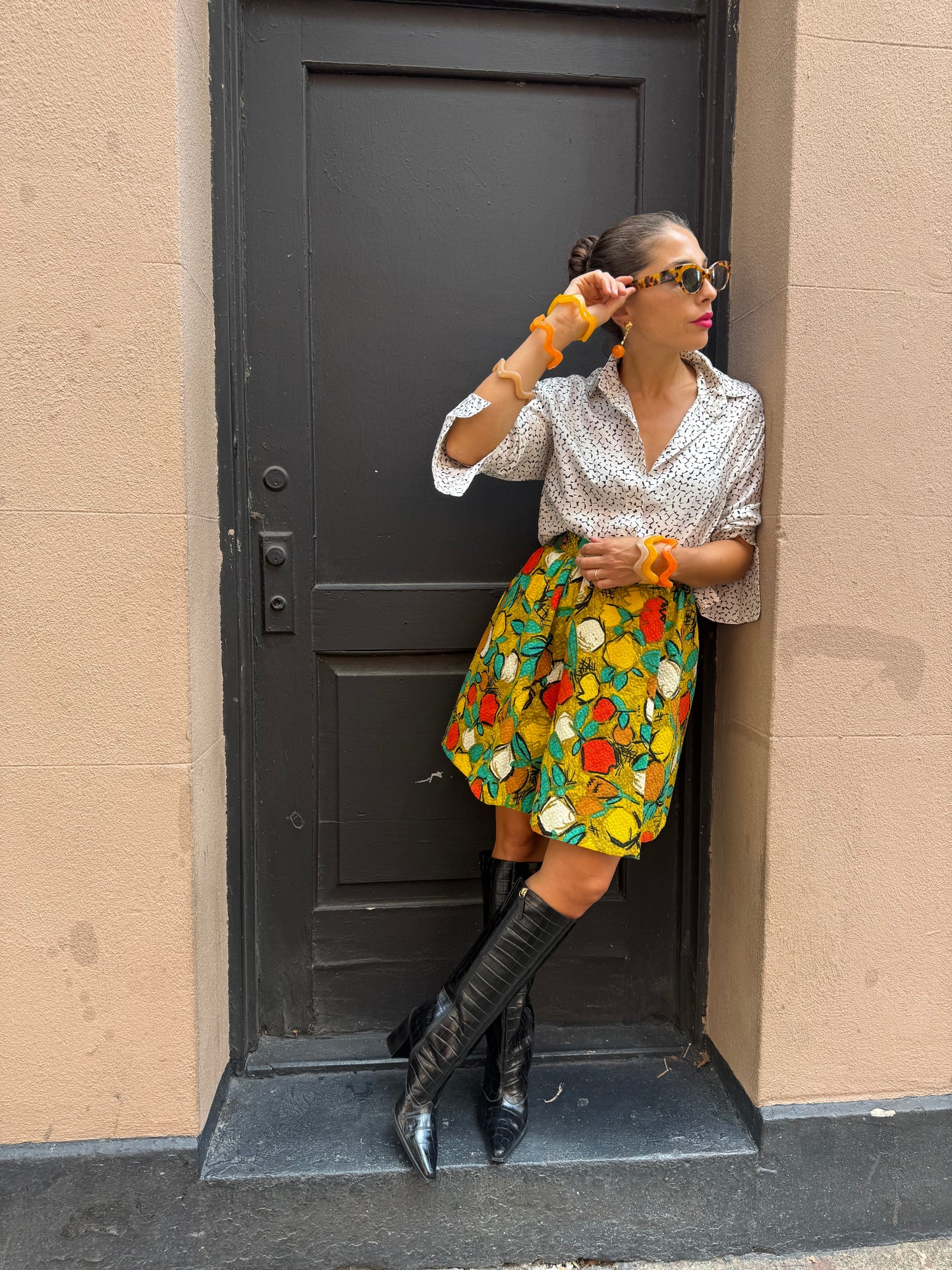 60s French Fruit Print Mini Skirt