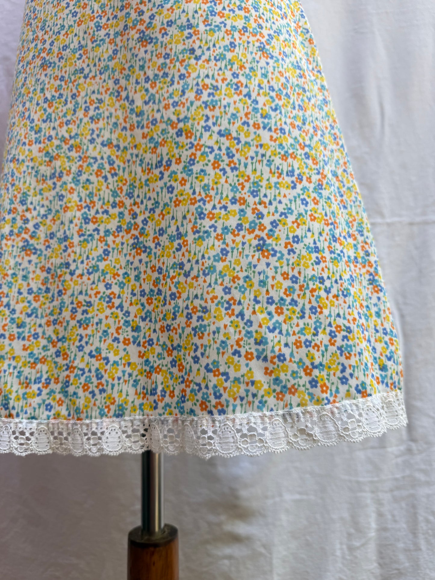 60s Floral Nylon Slip Dress, medium