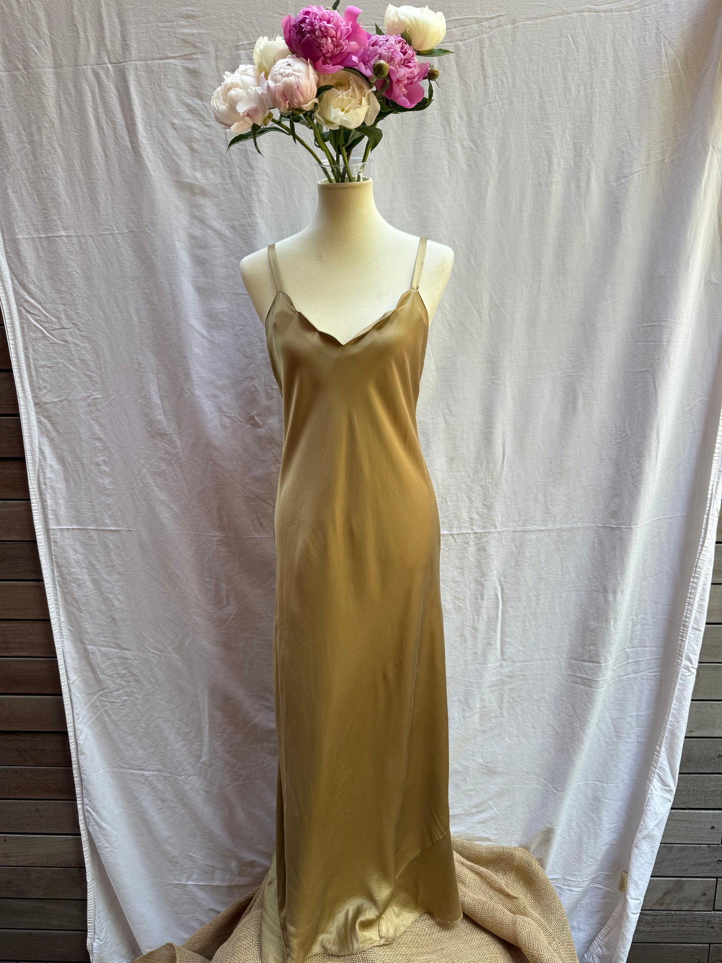 90s Bronze Silk Slip Dress