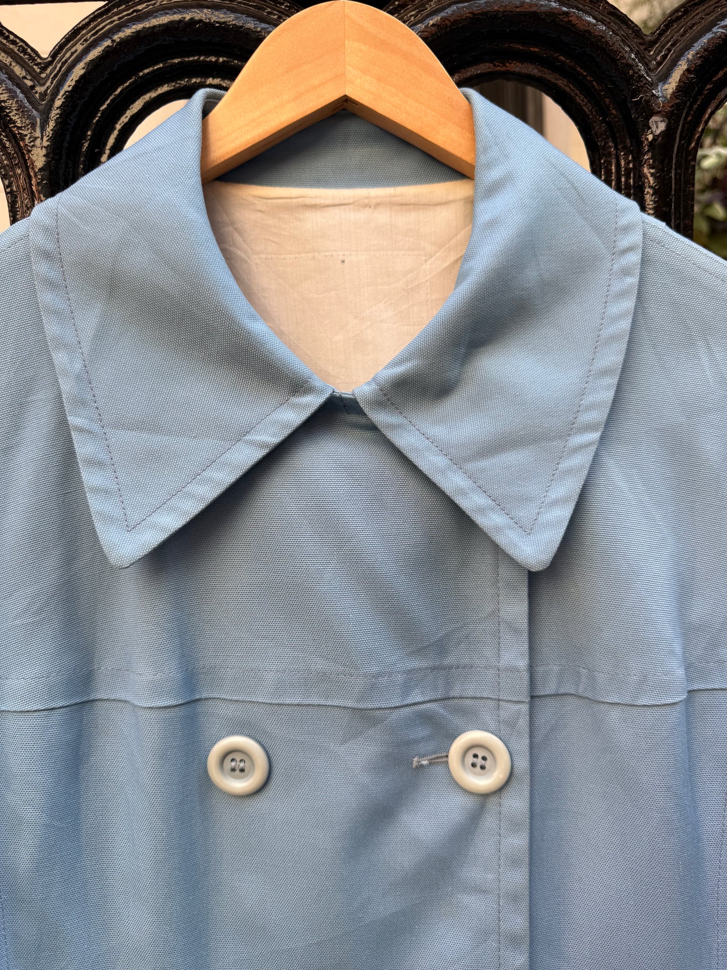 60s Powered Blue Double Breasted Trench