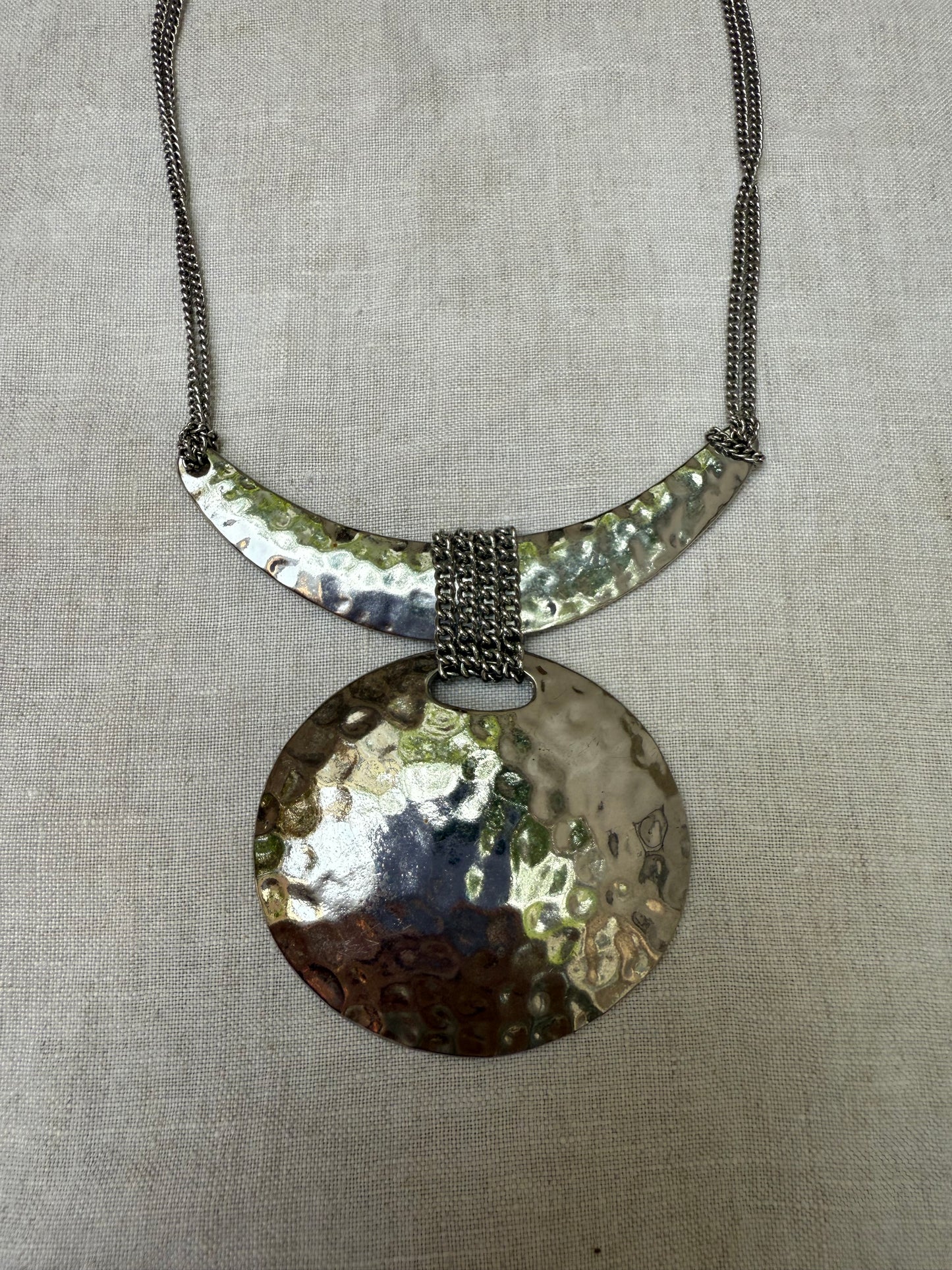 Vintage Hammered Silvertone Necklace