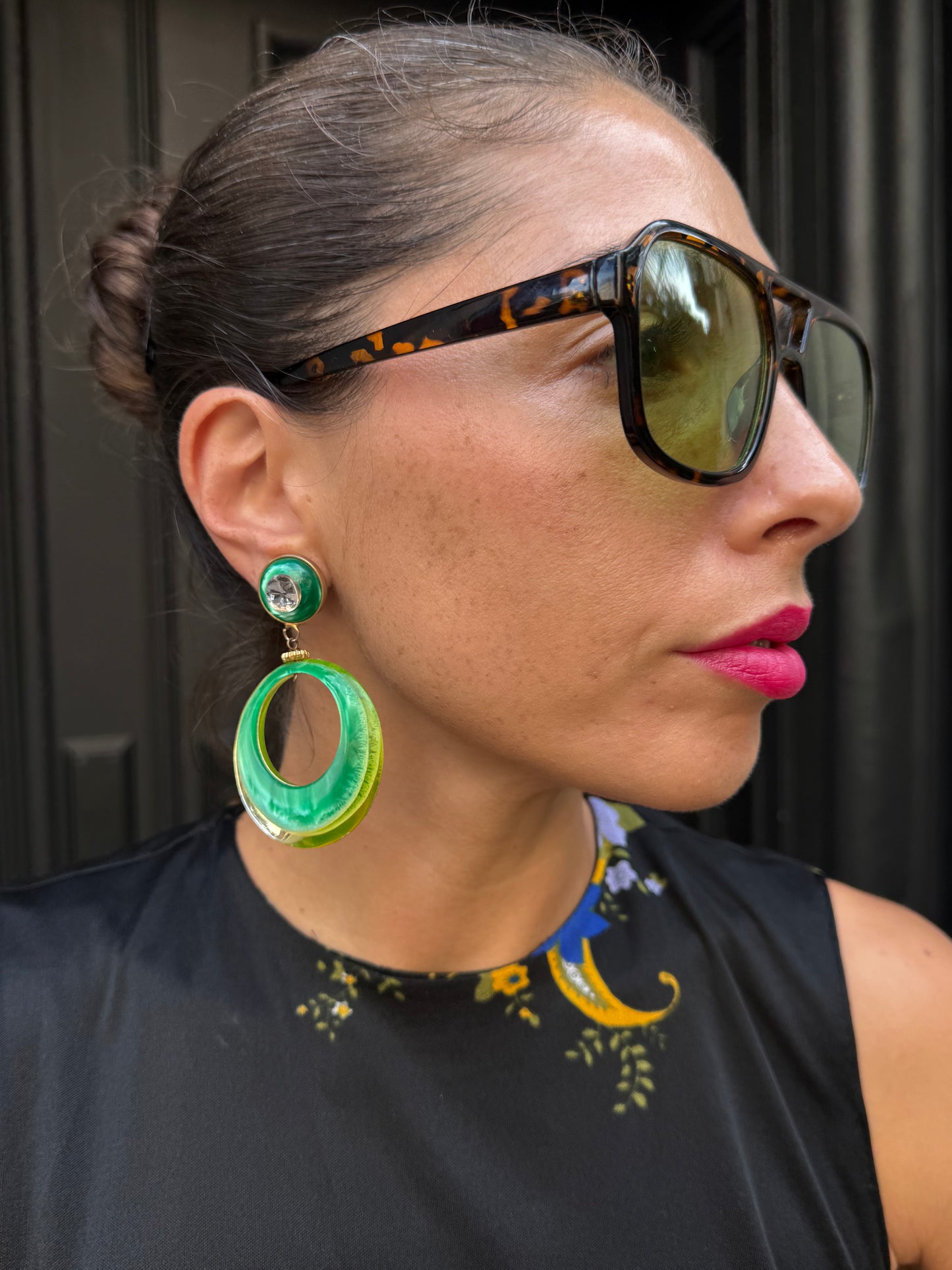Vintage Pierre Cardin Green Drop Earrings
