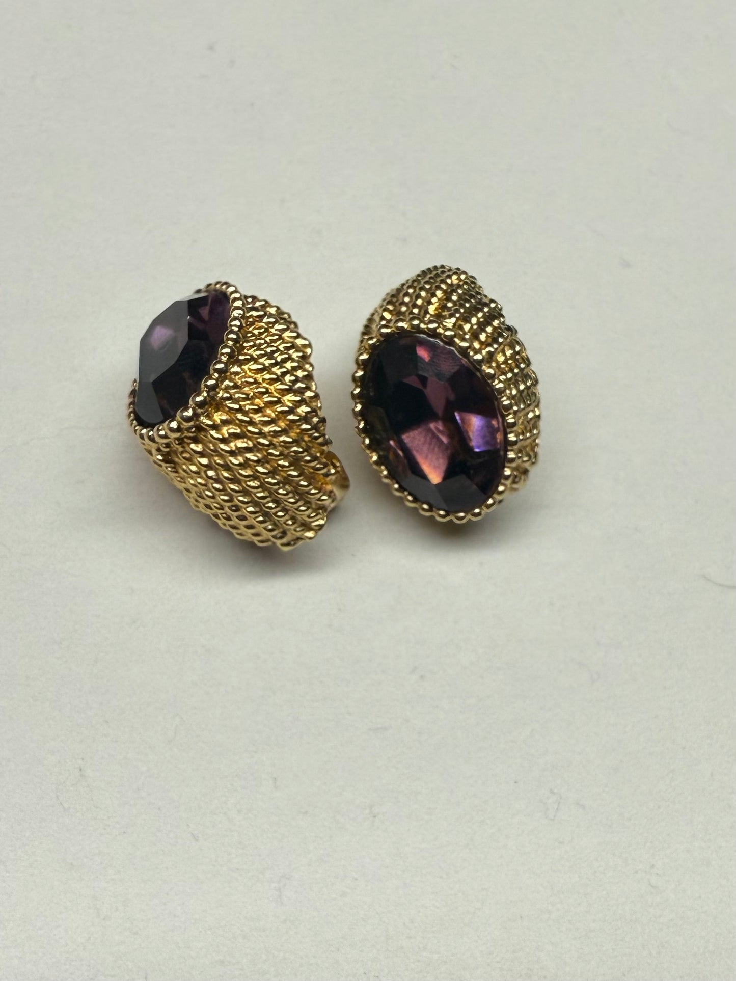 Vintage Napier Gold Plated Amethyst Glass Crystal