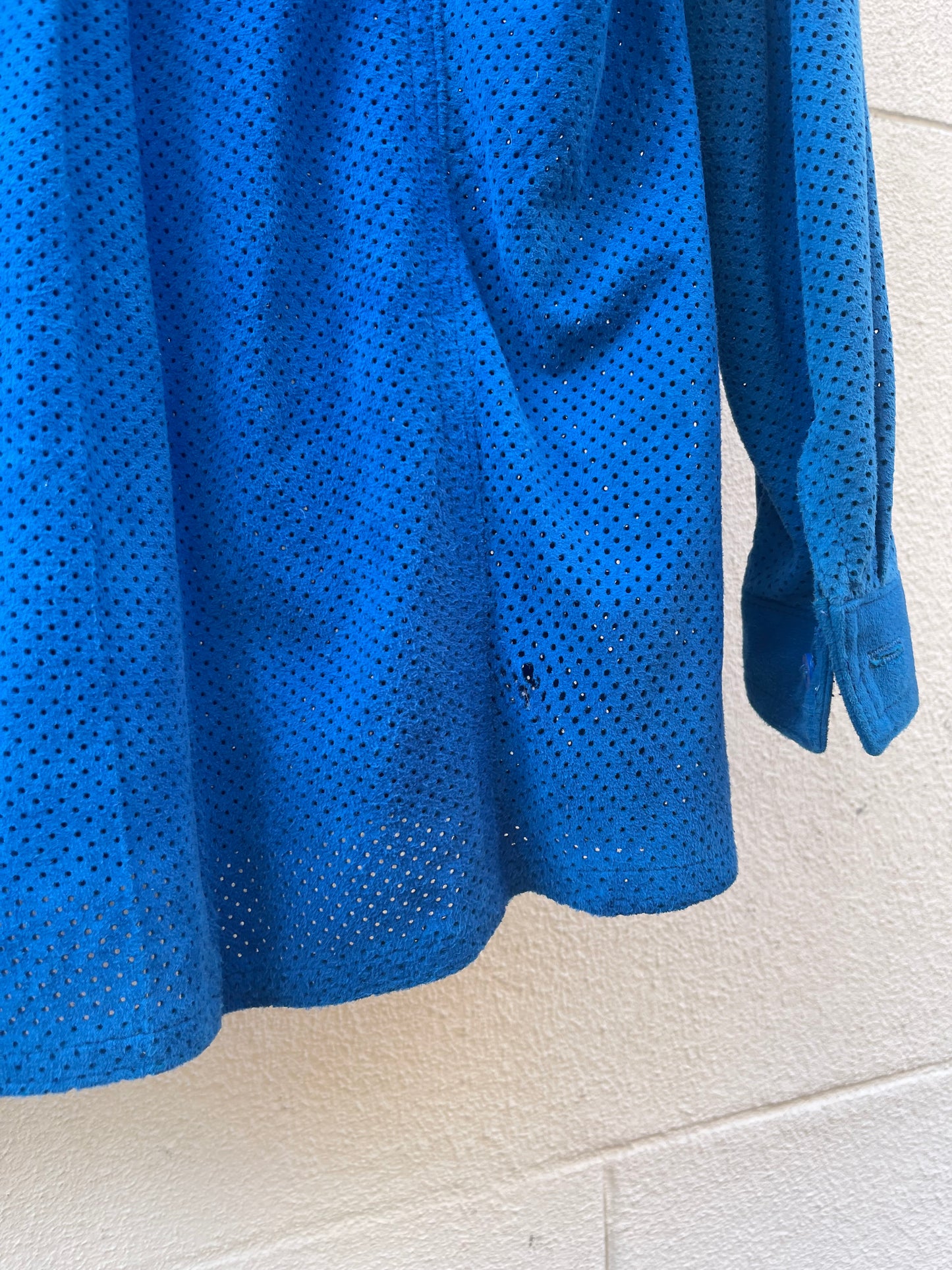 Vintage Royal Blue Perforated Suede Shirt
