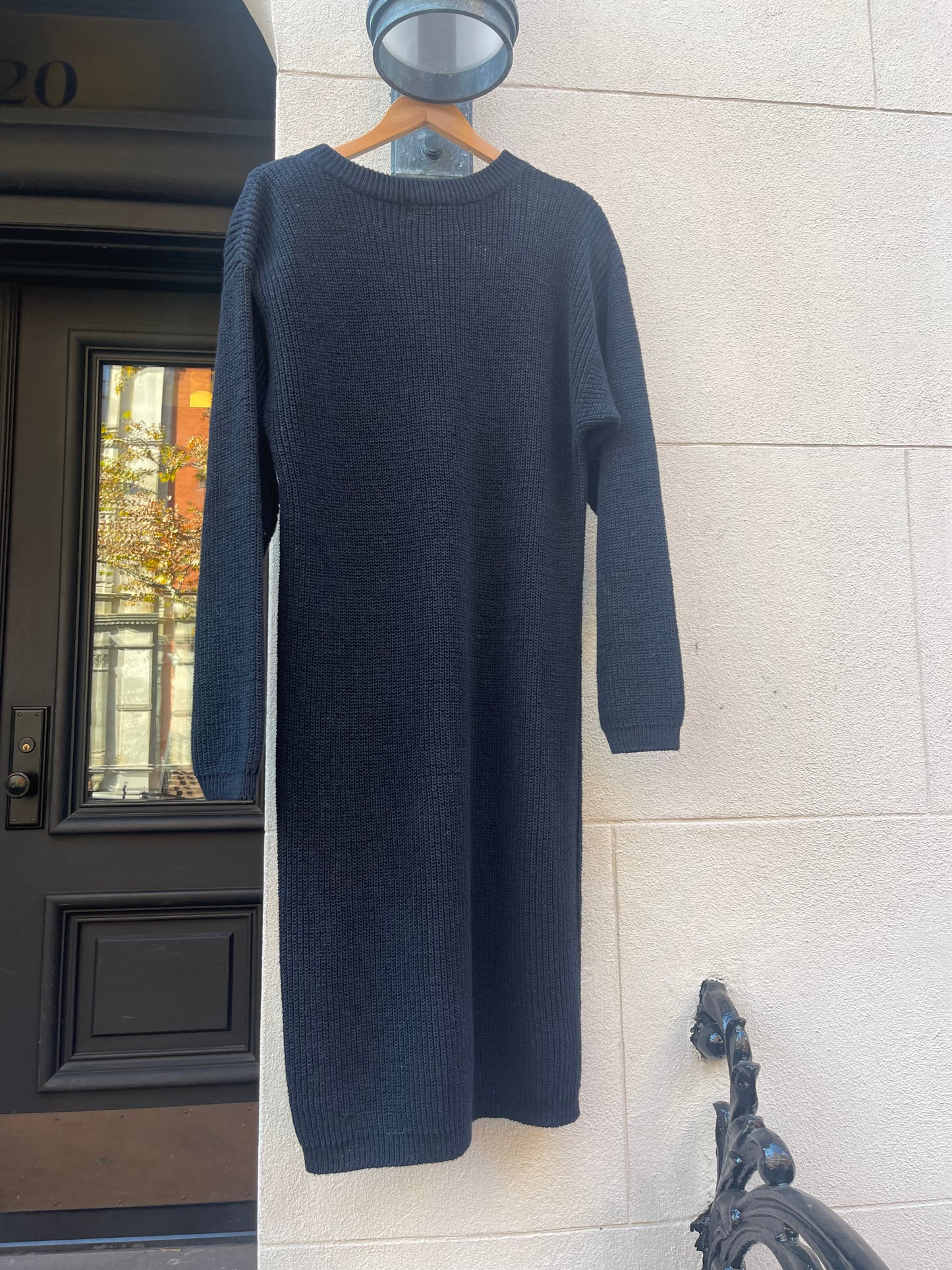 80s black knit sweater dress