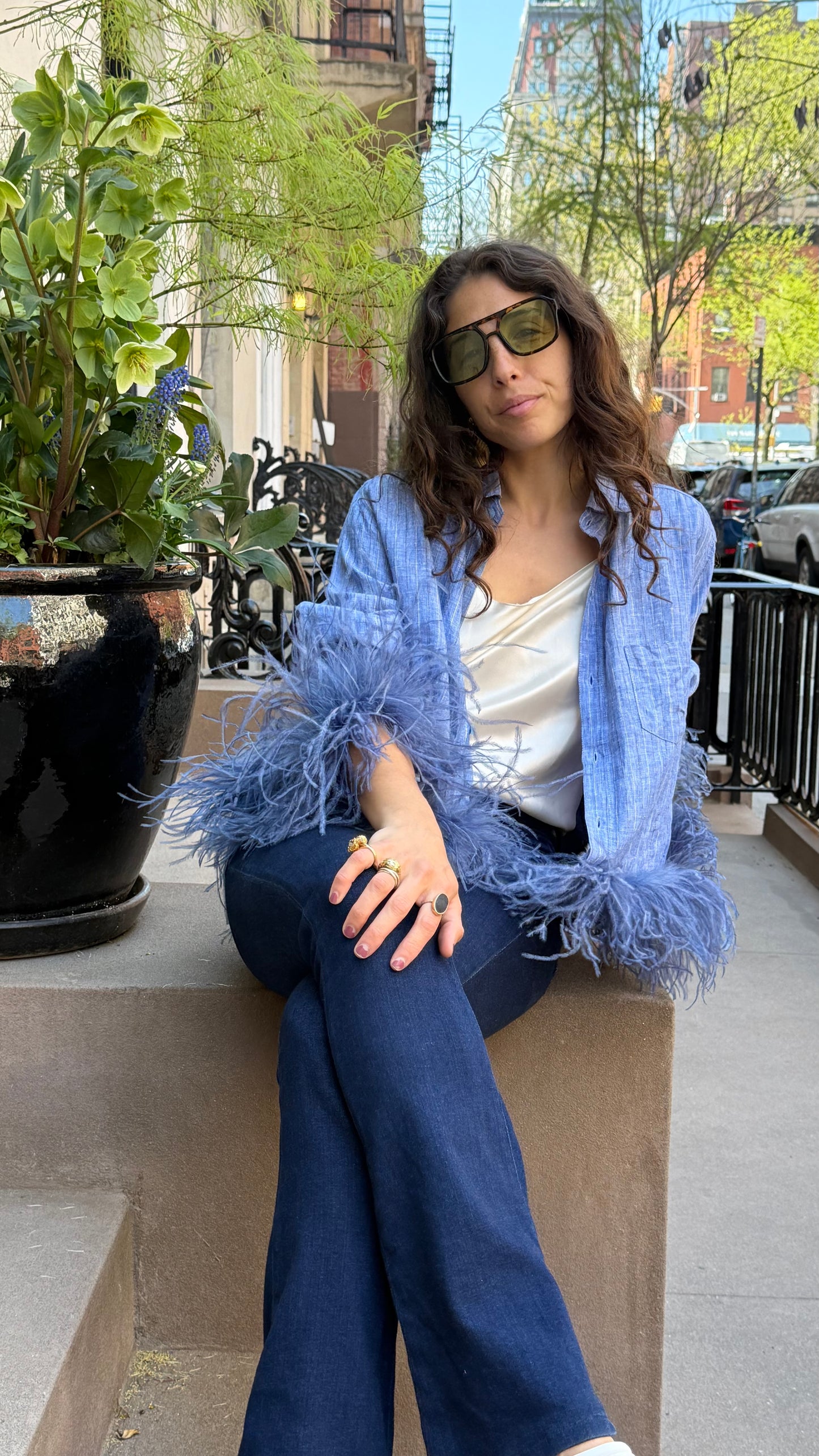 Colette - Blue Linen Stripe & Denim