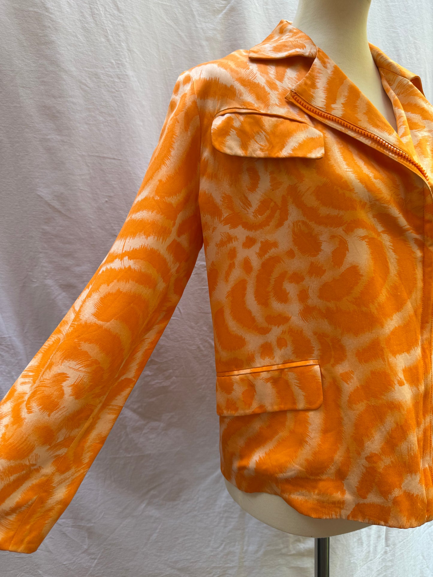 90s Gianni Versace Orange Swirl Satin Jacket